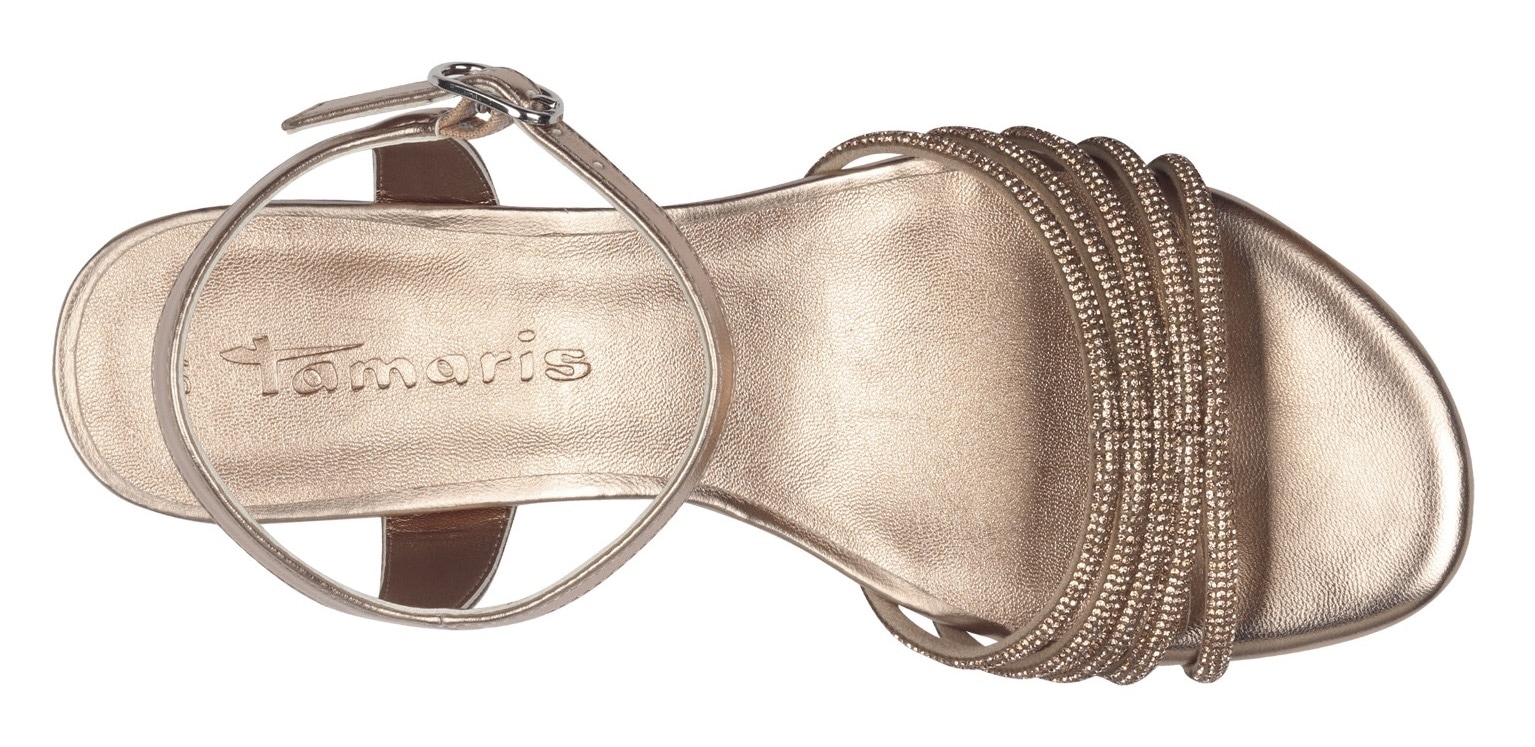 Tamaris Sandales  , Blockabsatz, Festtagsschuh, Abendschuh mit funkelnden Schmucksteinen