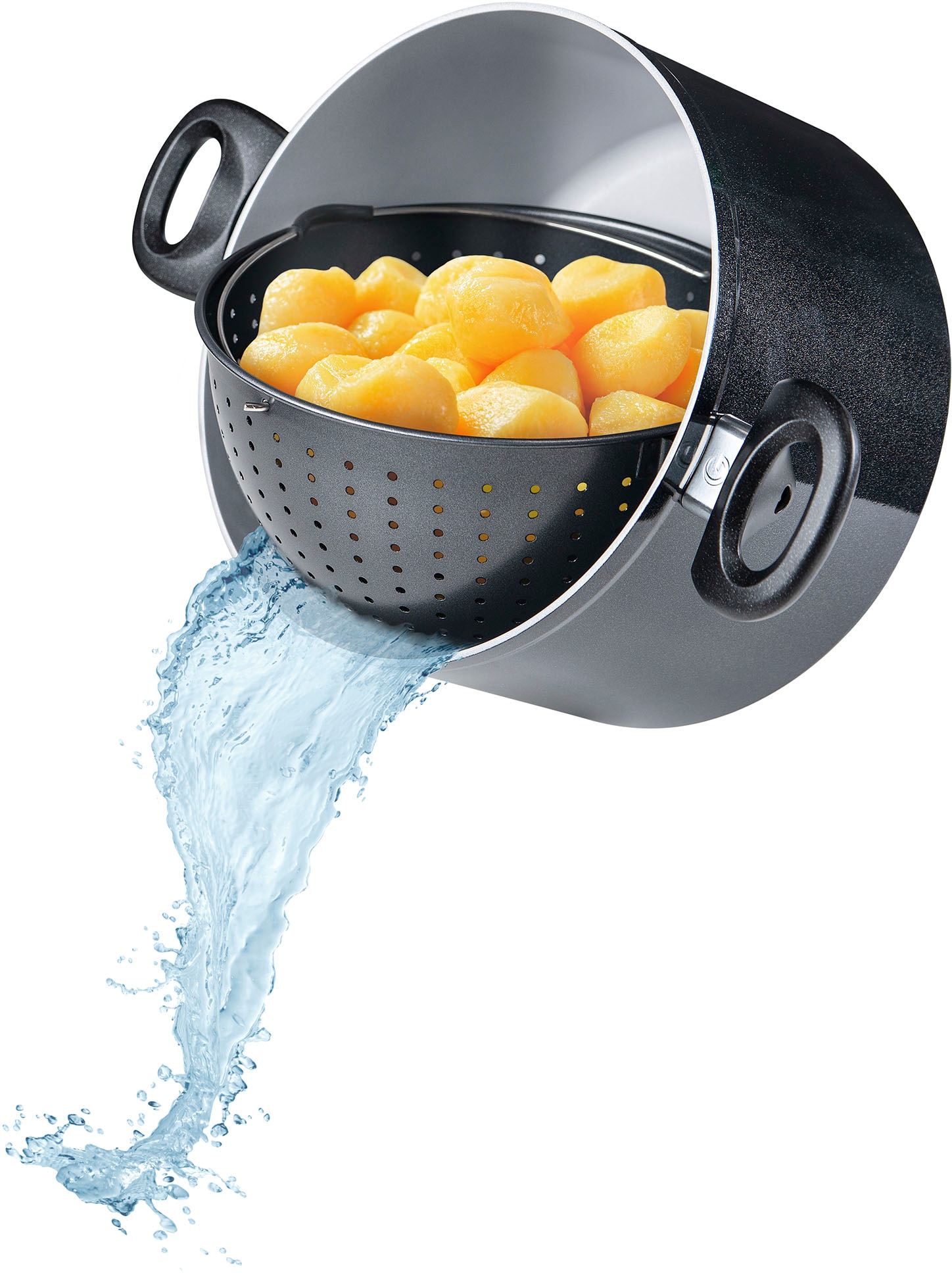 Genius Pot à spaghettis »Cerafit Magic Pot« Set, Pot, ⌀ 24 cm , Sieb, ⌀ 24 cm, Glasdeckel, ⌀ 24 cm, 2in1 Schwämme 5tlg., 8 cuis tlg.