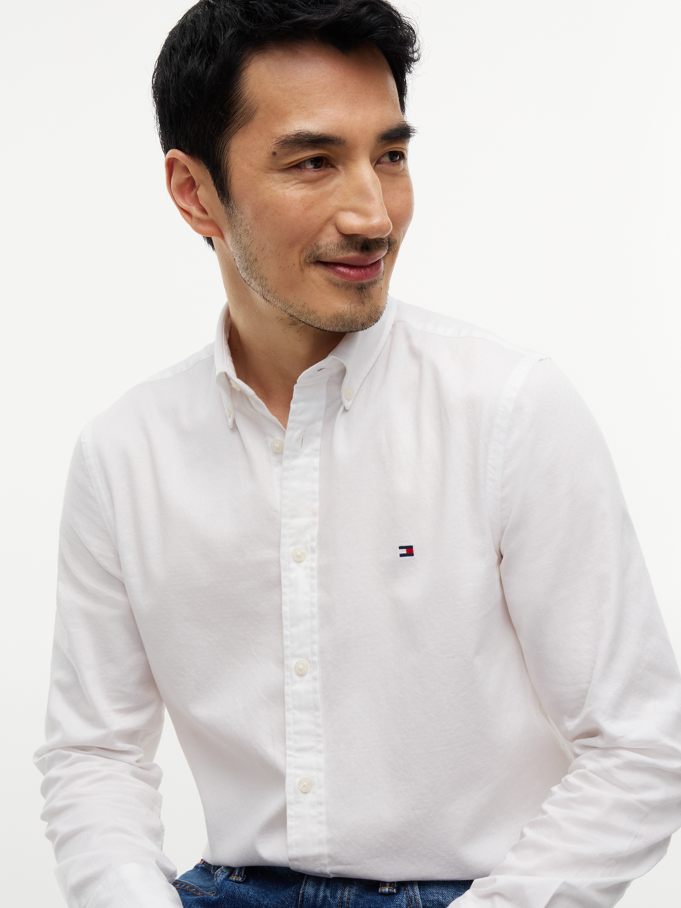 Tommy Hilfiger Langarmhemd »FLEX DOBBY SLIM FIT« Slim Fit Dobby Structure