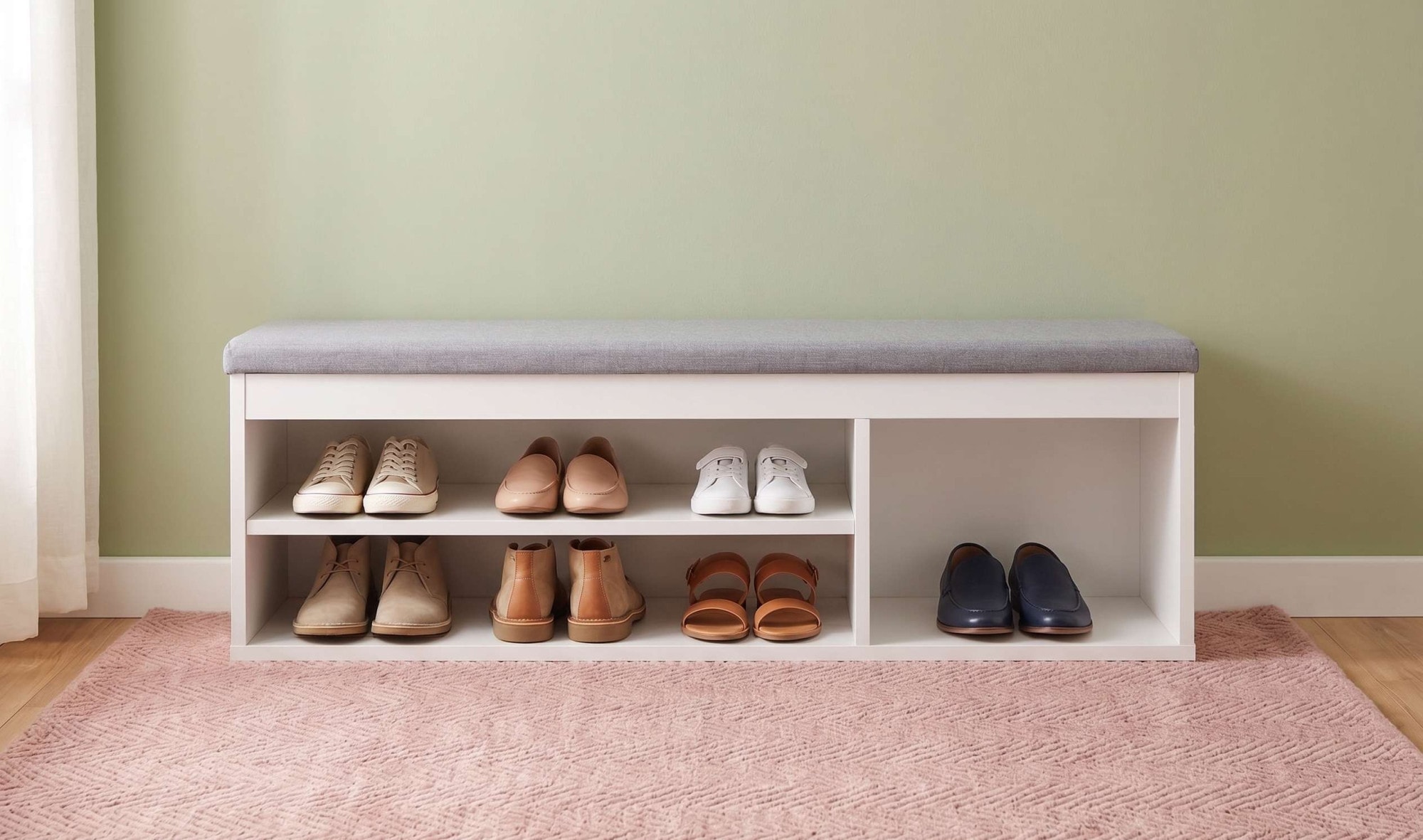 GOODproduct Schuhbank »Schuchschrank 100,  Schuhregal, Schuhtruhe, Schuhkommode, Sitzbank« Inkl. bequemem Sitzkissen mit Stauraum darunter