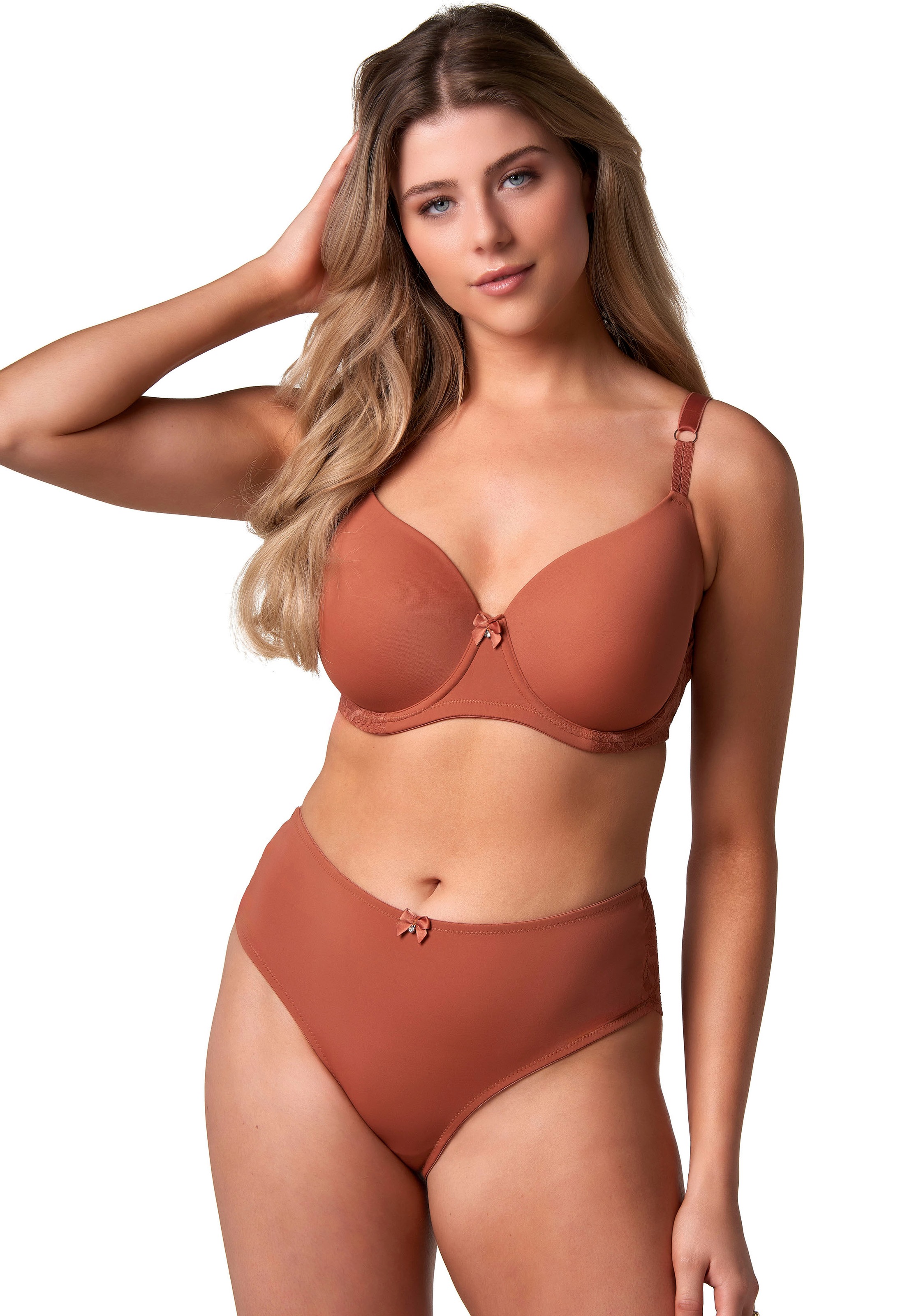 After Eden D-cup & up Slip »FARO« mit Schleife und Glitzerstein, mit Spitze, feminin, elastisch, eng