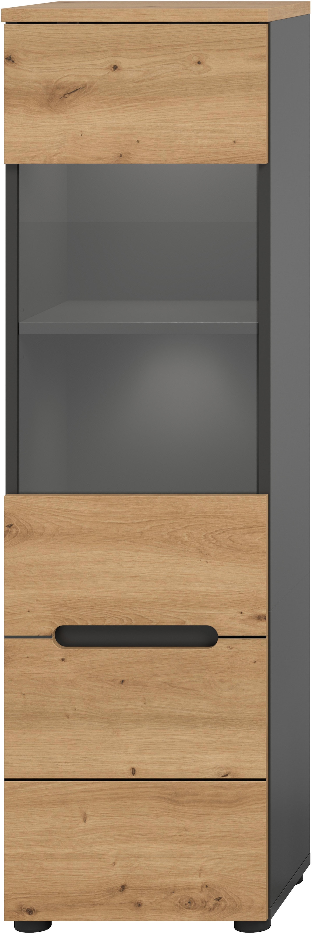 Home affaire Vitrine »REHAT, TOPSELLER!, Höhe 125 cm, 1 Glastür, 1 Böden, 3 Fächer« stehend und hängend montierbar, 1 Stk. tlg. Vitrinenschrank, Schrank, Glasvitrine, Wohnzimmervitrine