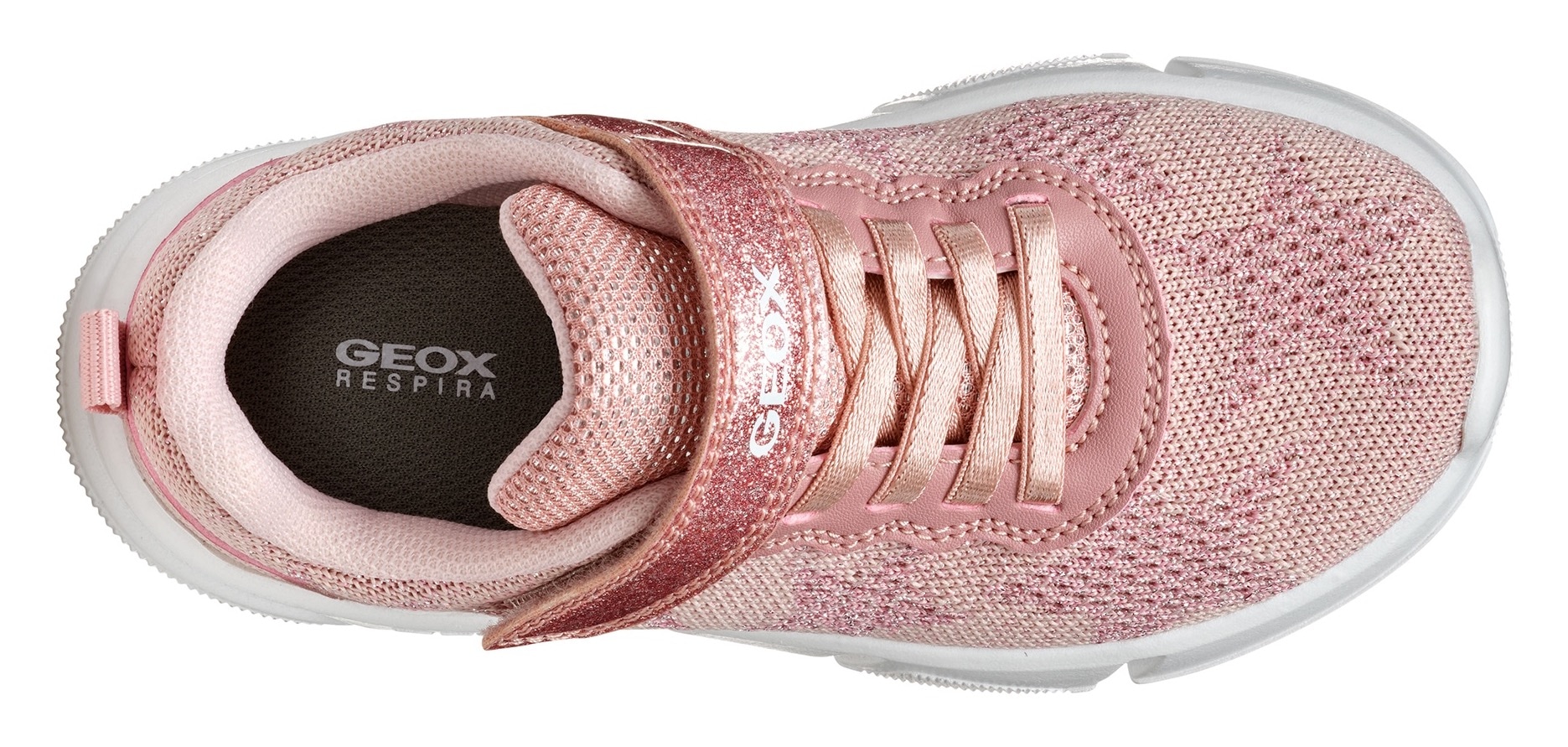 Geox Sneakers »J ARIL GIRL«  , Knitwear Sneaker, Klettschuh mit glitzerndem Klettriegel