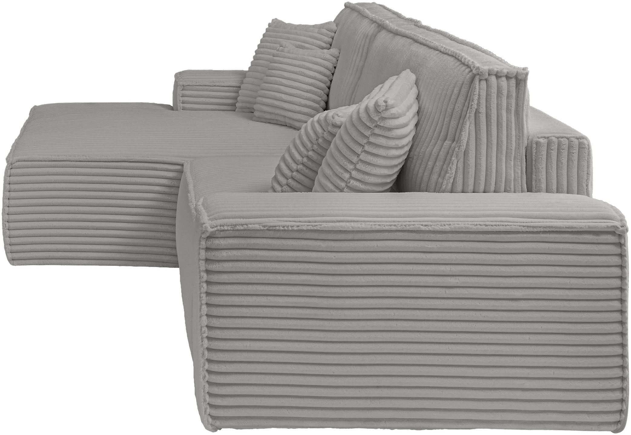 GOODproduct Ecksofa »FINNLEY, L-Form 257 cm, Schlafsofa« mit Bettkasten, in Bouclé, Struktur fein und Mega Cord