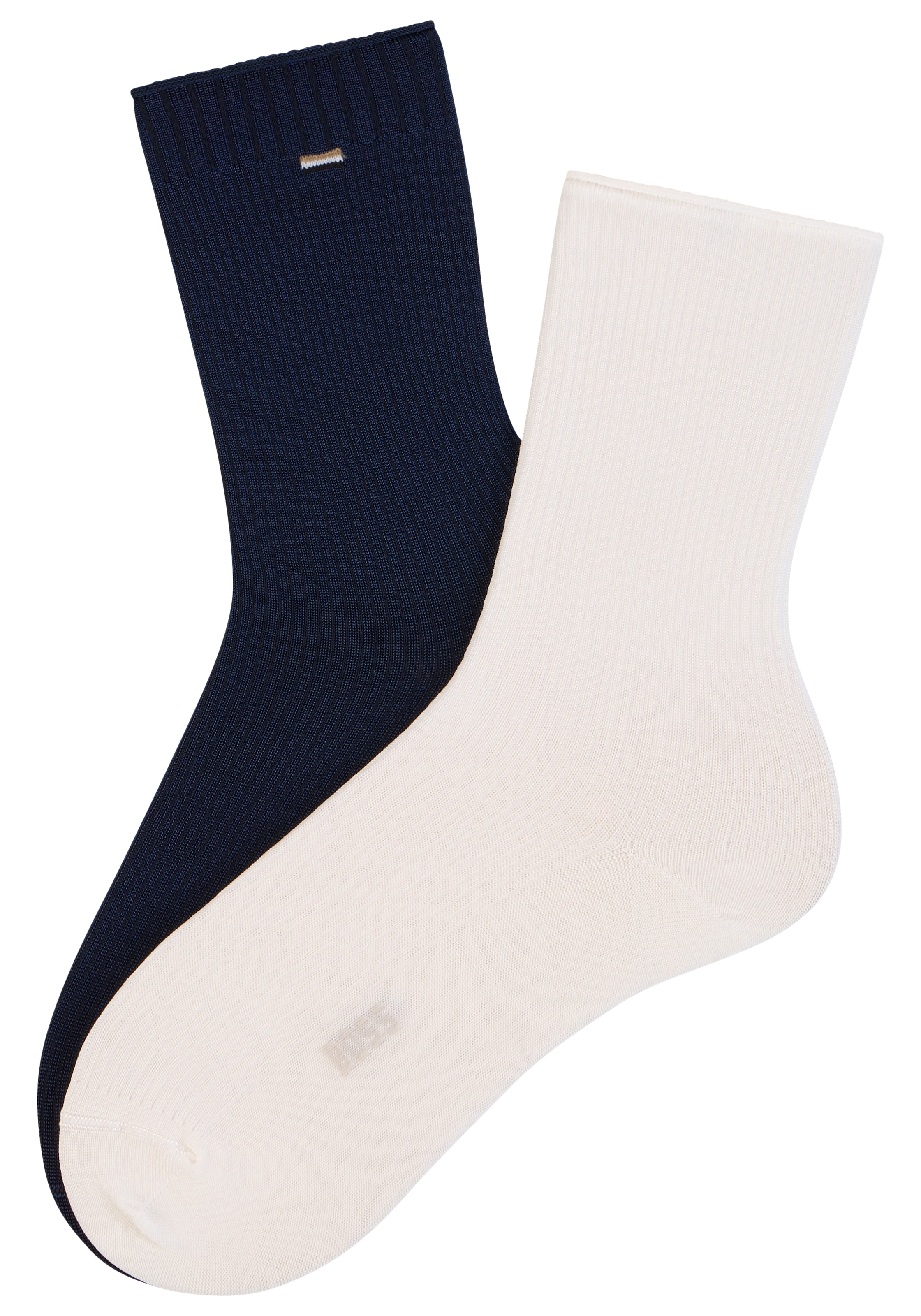 BOSS Feinsocken Packung, 2 Paar tlg. fein gerippt, verstärkte Fersen- und Zehenpartie