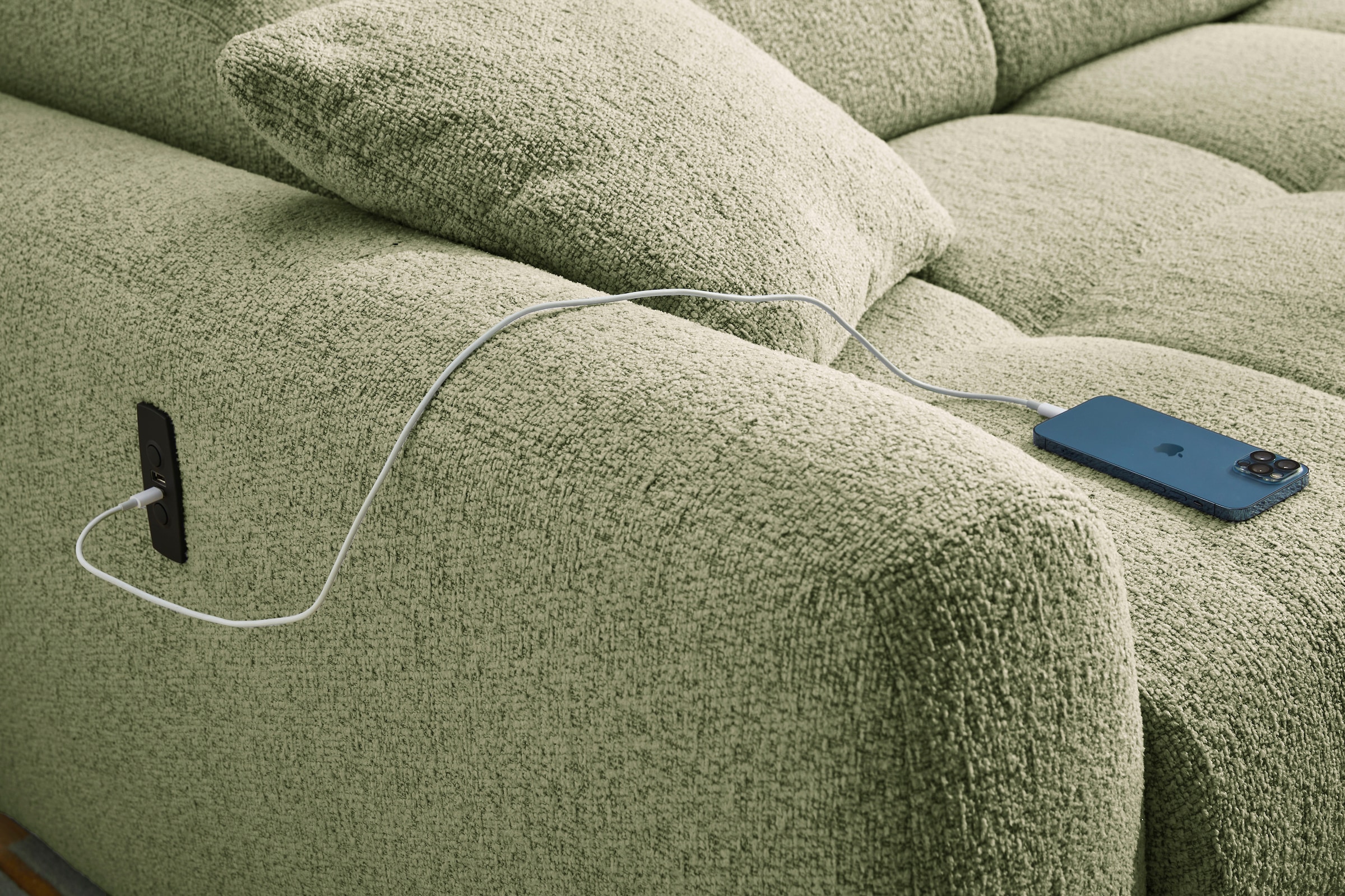 Jockenhöfer Gruppe Canapé d'angle »Move, L-Form, B: 270cm, mit 60 cm elektrischer Sitztiefenverstellung« capacité de charge 140kg par siège, réglage de l'appuie-tête & prise USB