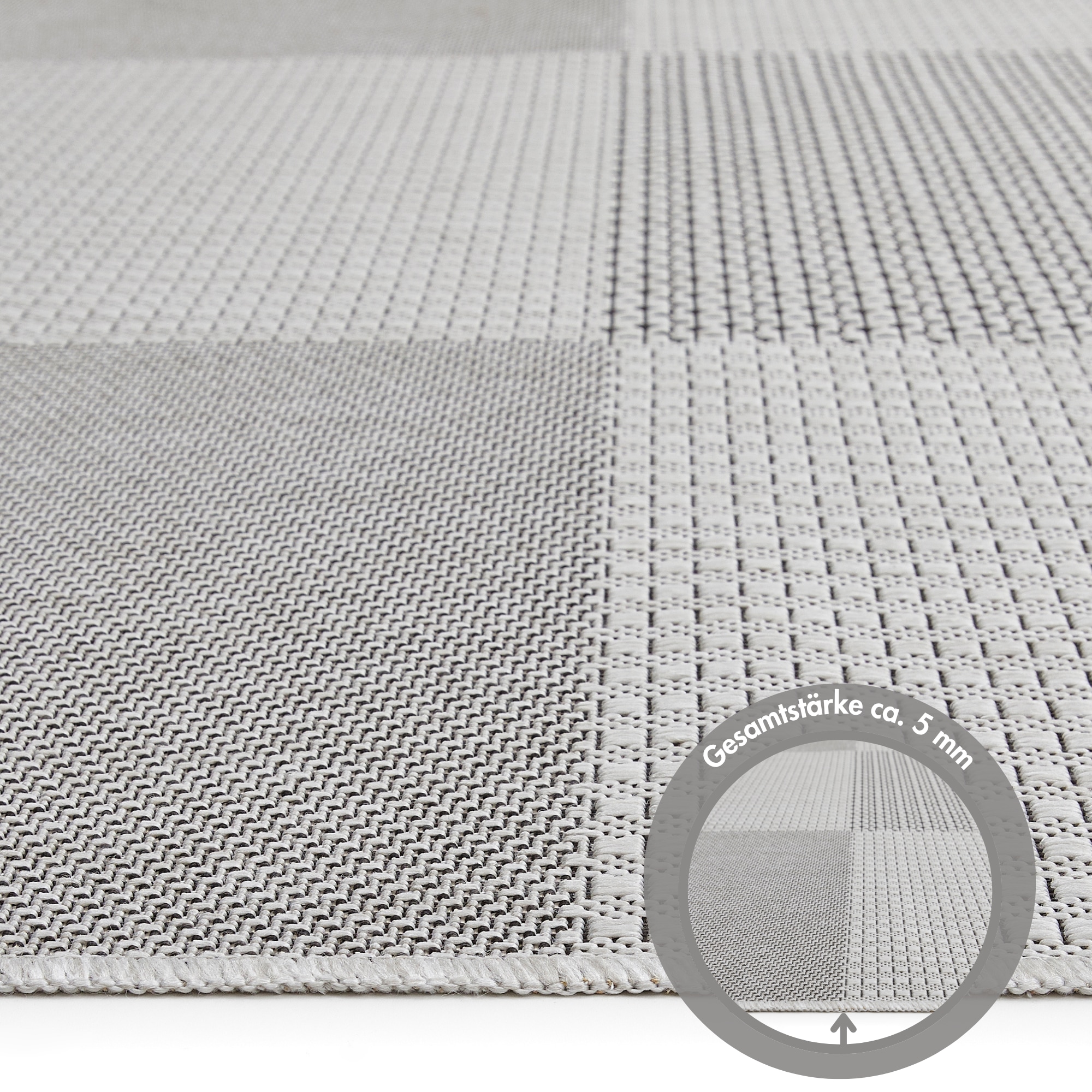 Andiamo Tapis »ARIZONA1« Rectangulaire 5 mm Höhe Flachgewebe, kariertes Muster, In- und Outdoor geeignet, wetterfest