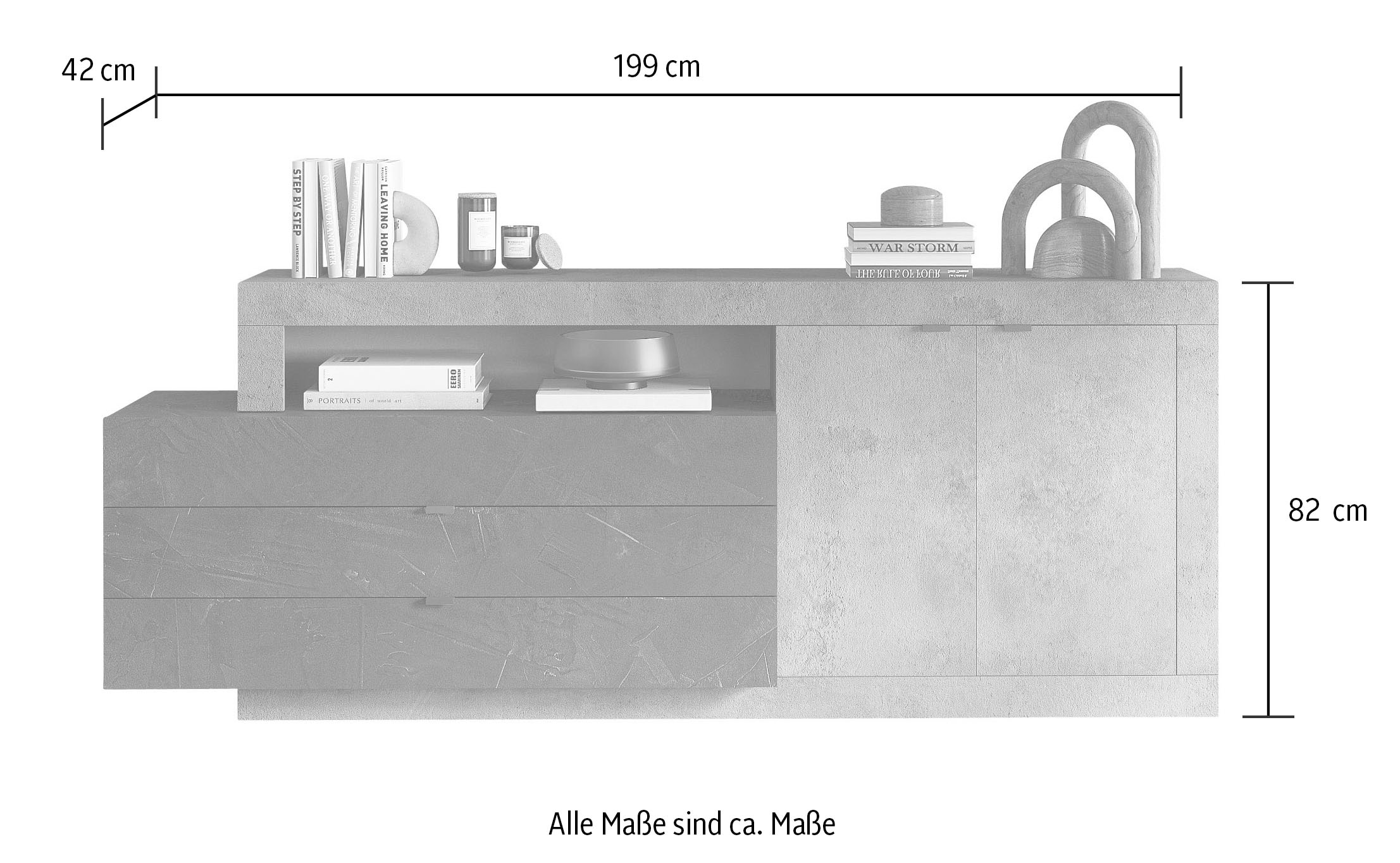 Home affaire Sideboard »Freedom« Breite 199 cm mit 2 Türen und 3 Schubkästen (in verschiedenen Farben)
