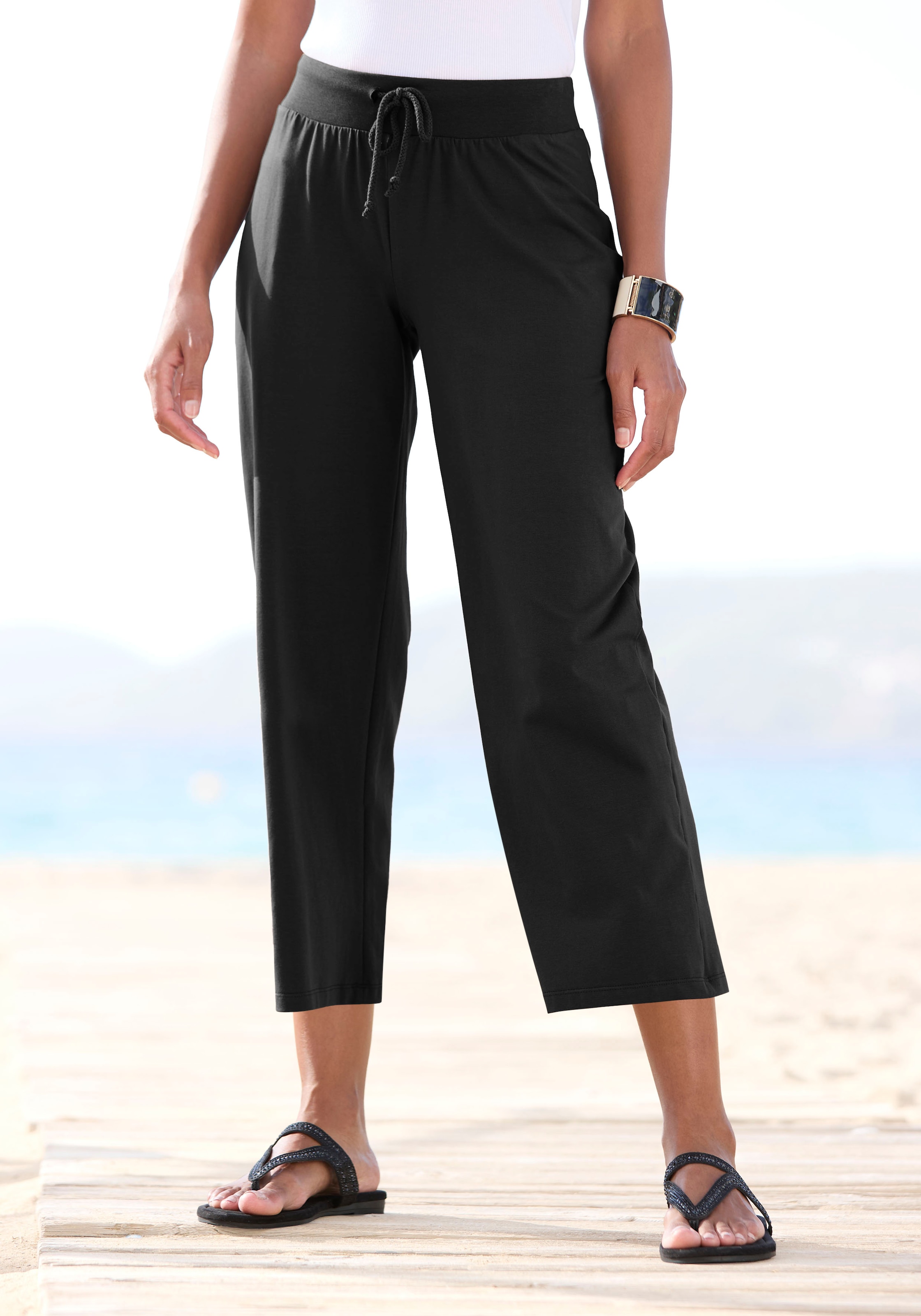 Beachtime by Lascana Pantalon de plage 7/8  en jersey doux, jambes larges, pantalon de jogging, pantalon détente