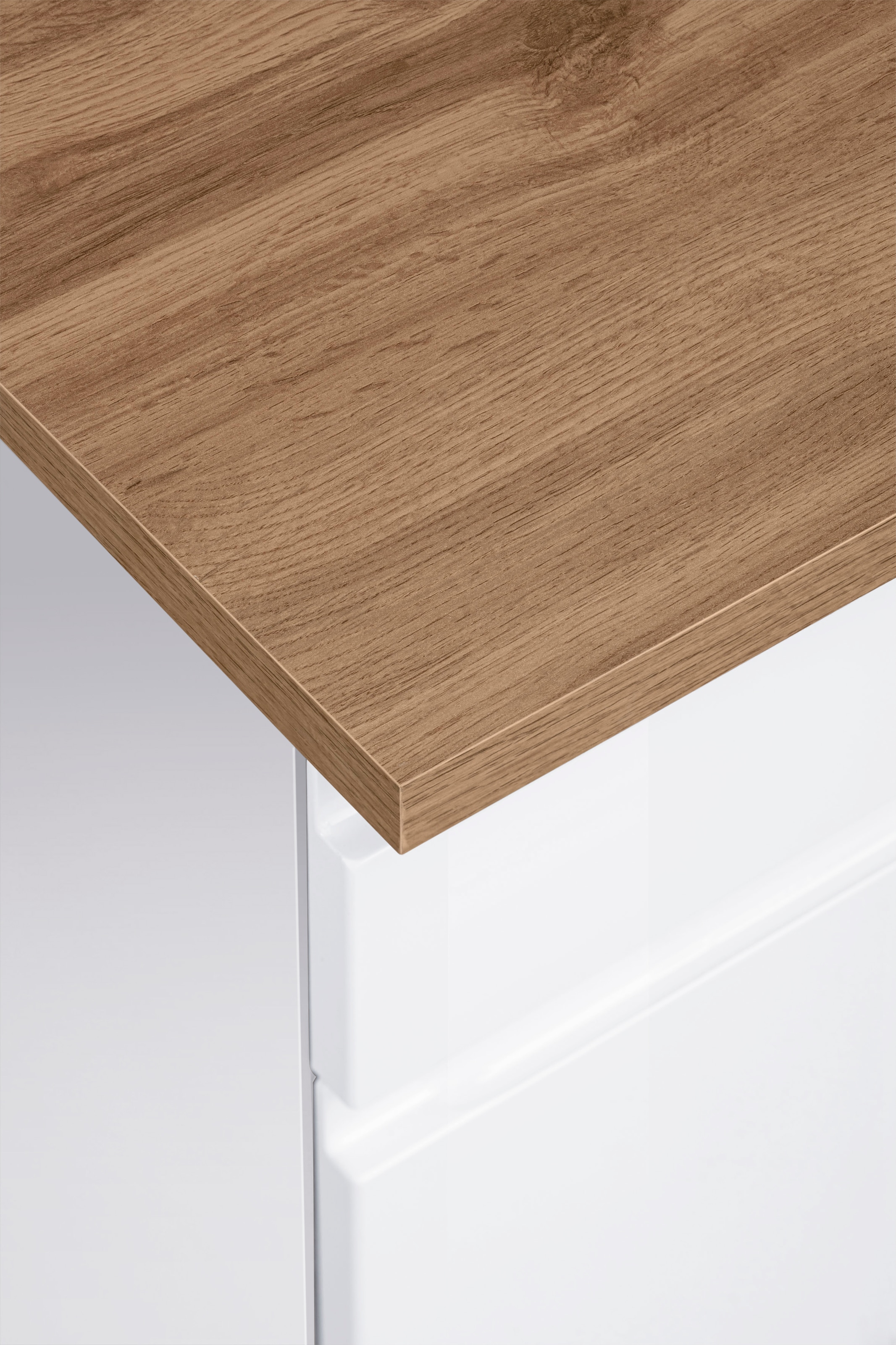KOCHSTATION Kitchenette »KS-Virginia,neu in verbesserter Ausführung« plan de travail épaisseur 38 mm, rangement, fermeture douce,  21 : largeur 210 cm, fermeture en douceur, option avec appareils électriques