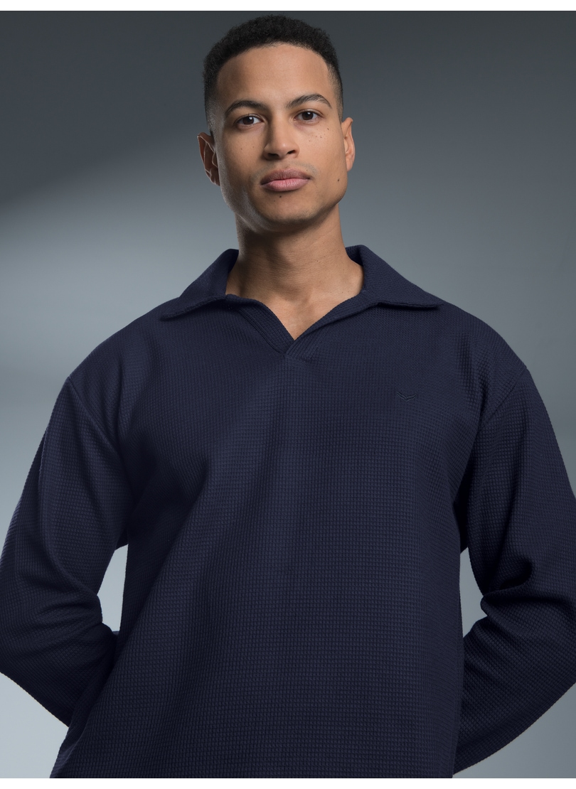 Trigema Polo »TRIGEMA Langarm Poloshirt ohne Knopfleiste in Waffeloptik« 1 cuis