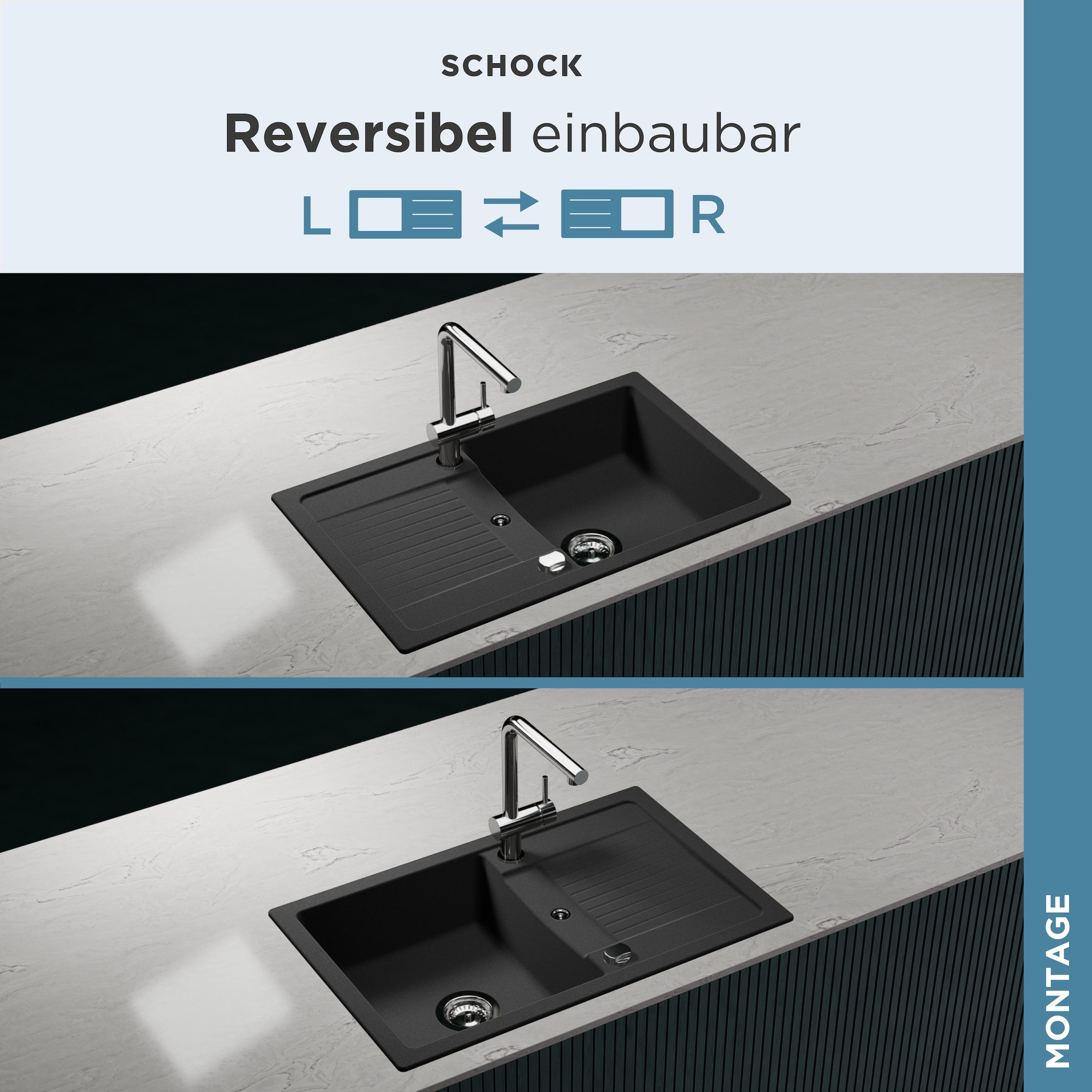 Schock Évier en granit »Lima D-100S« 78/50 cm, Auflagespüle