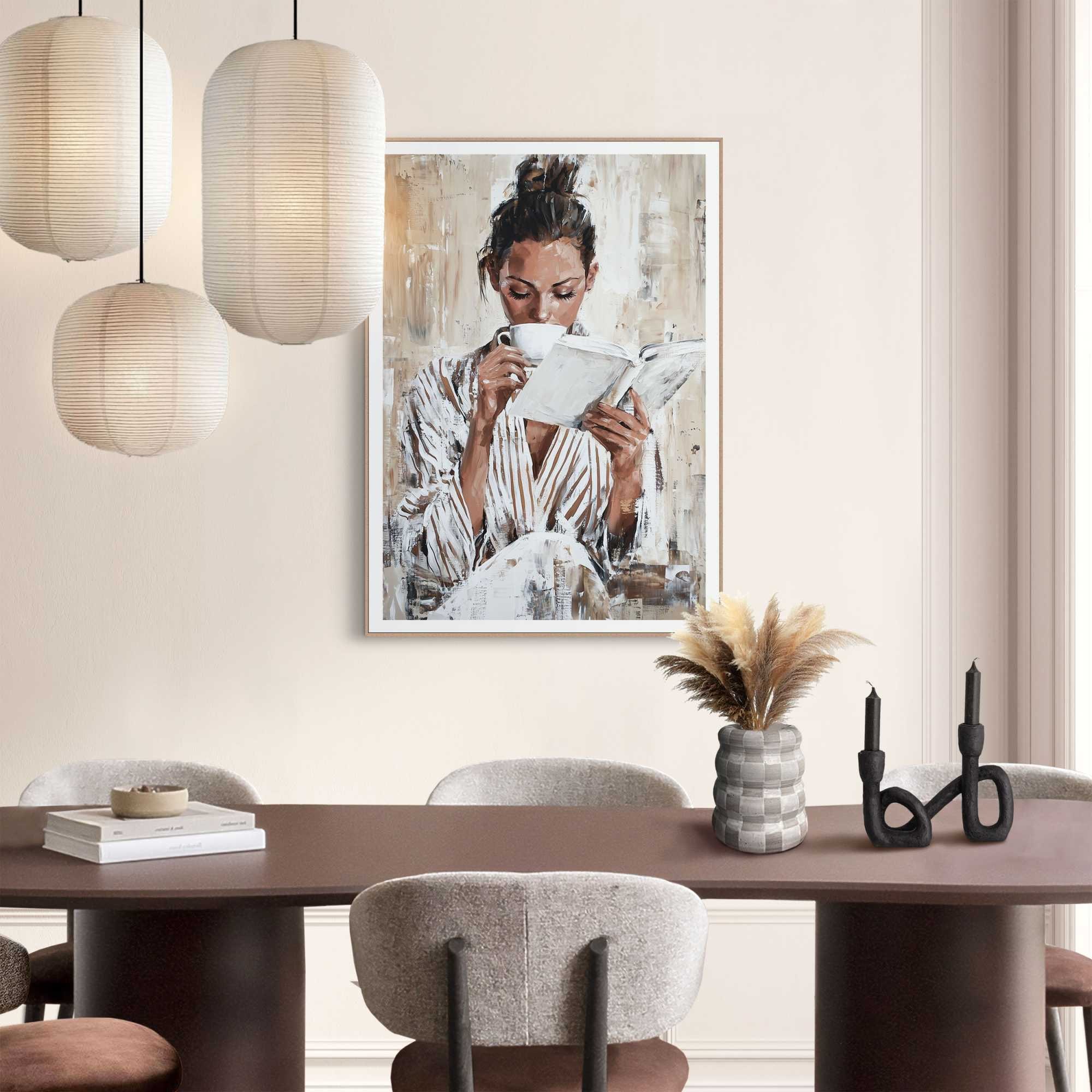 Reinders! Poster »Morning Reading« Wohnzimmer - Frau - Lesen - Kaffee - Braun - MDF - Menschen - 50x70 cm