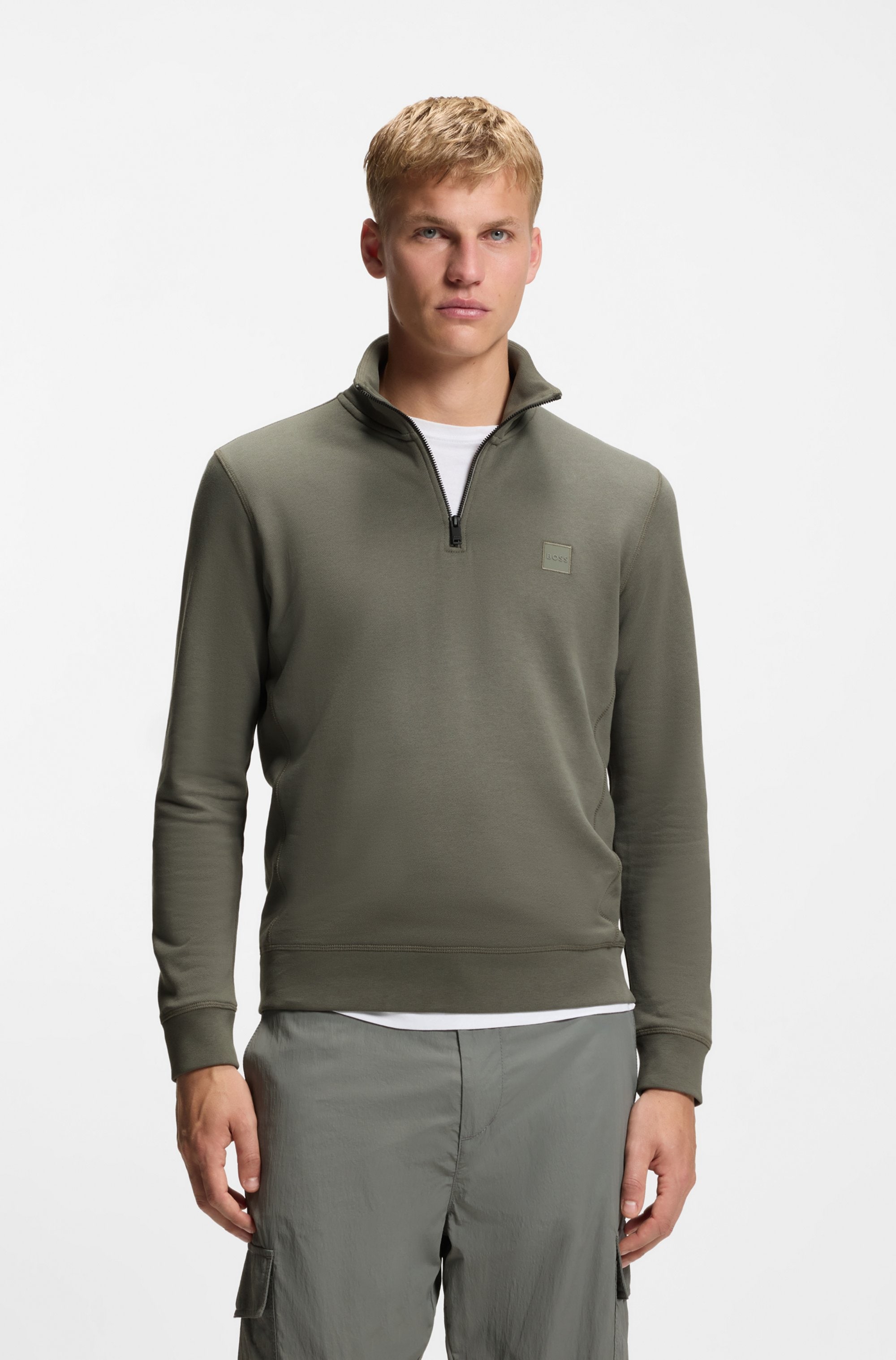 BOSS ORANGE Sweatshirt »Zetrust«, 1 tlg. Troyerkragen mit Reissverschluss, Regular Fit, BOSS-Label
