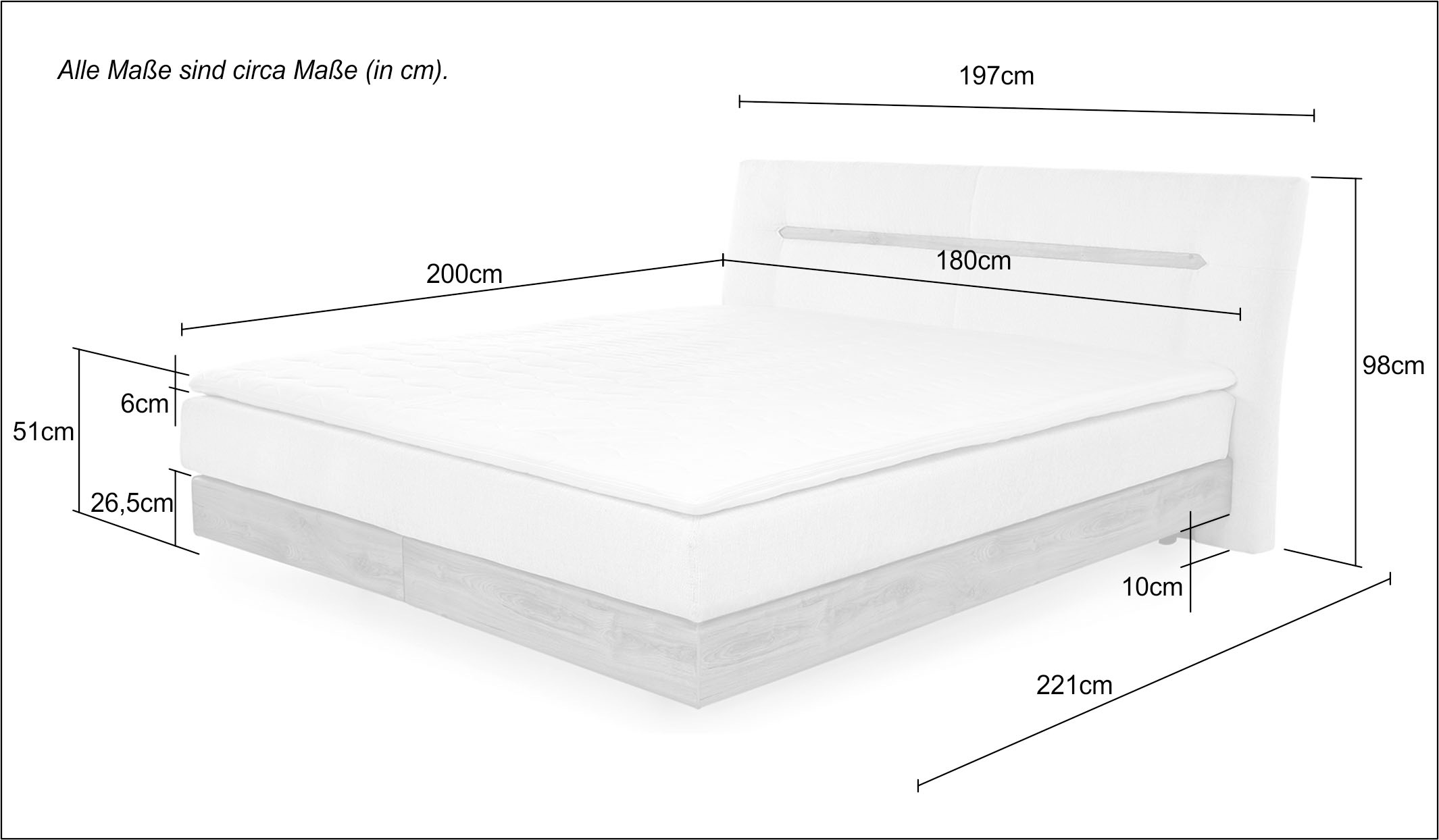 Jockenhöfer Gruppe Boxspringbett »Hetty erhältlich in der Grösse 180x200cm« schwebende Optik, 7-Zonen-Matratze, Topper, mehrere Härtegrade wählbar
