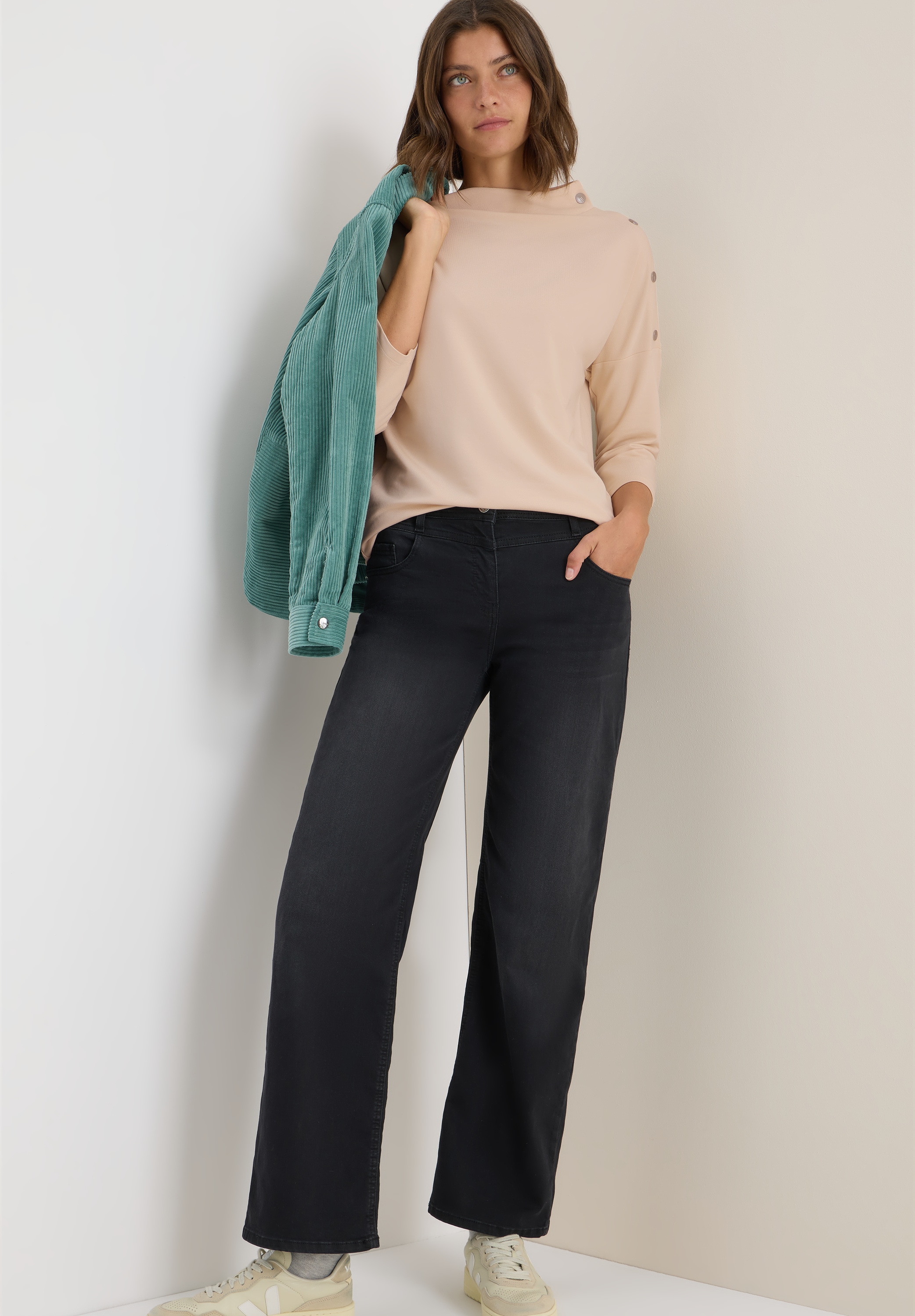 Cecil 3/4-Arm-Shirt , mit Knopfdetail
