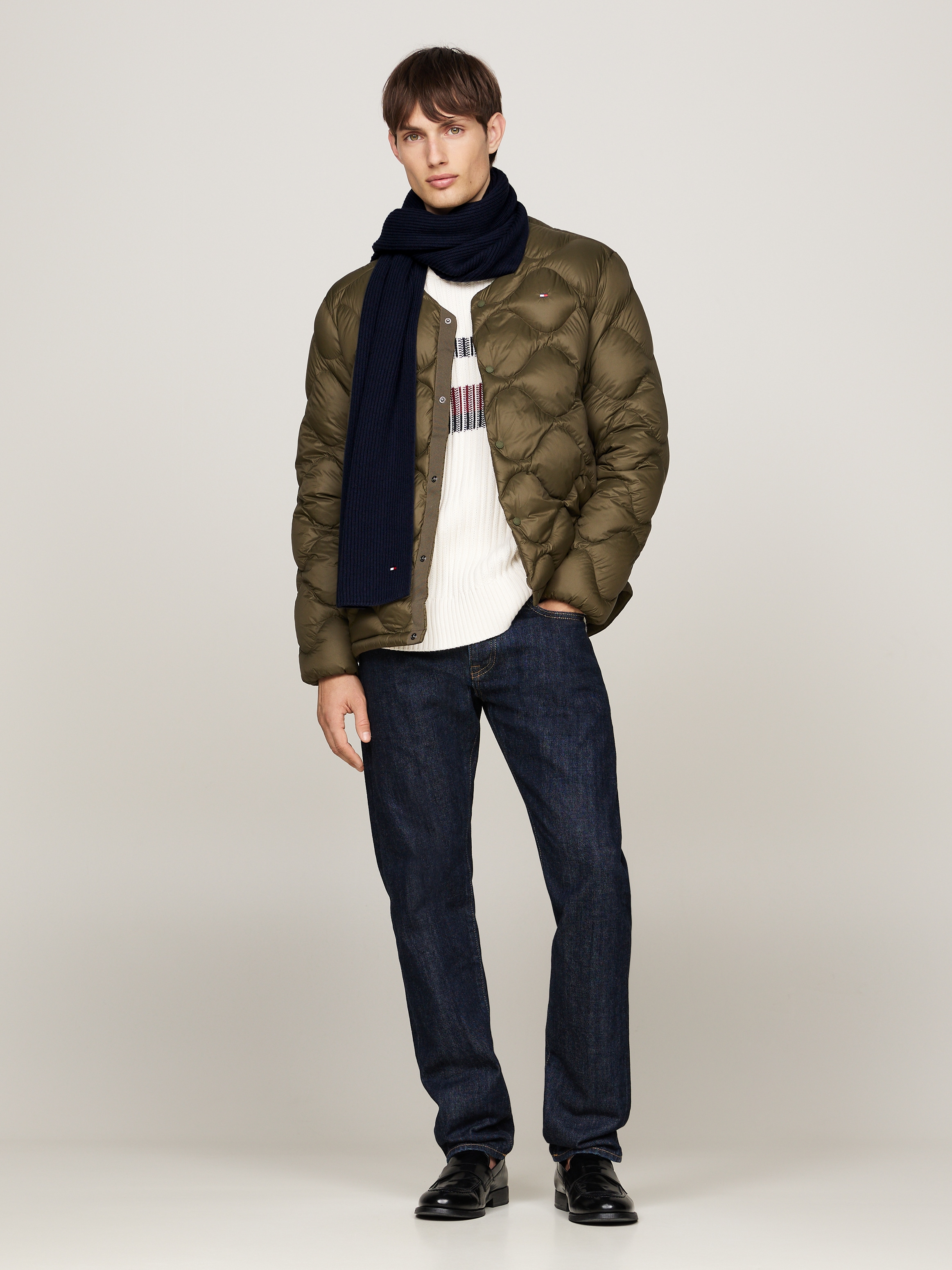 Tommy Hilfiger Écharpe tricotée »TH FLAG PIMA COTTON CASH SCARF« avec broderie logo, avec une part de cachemire Unisexe