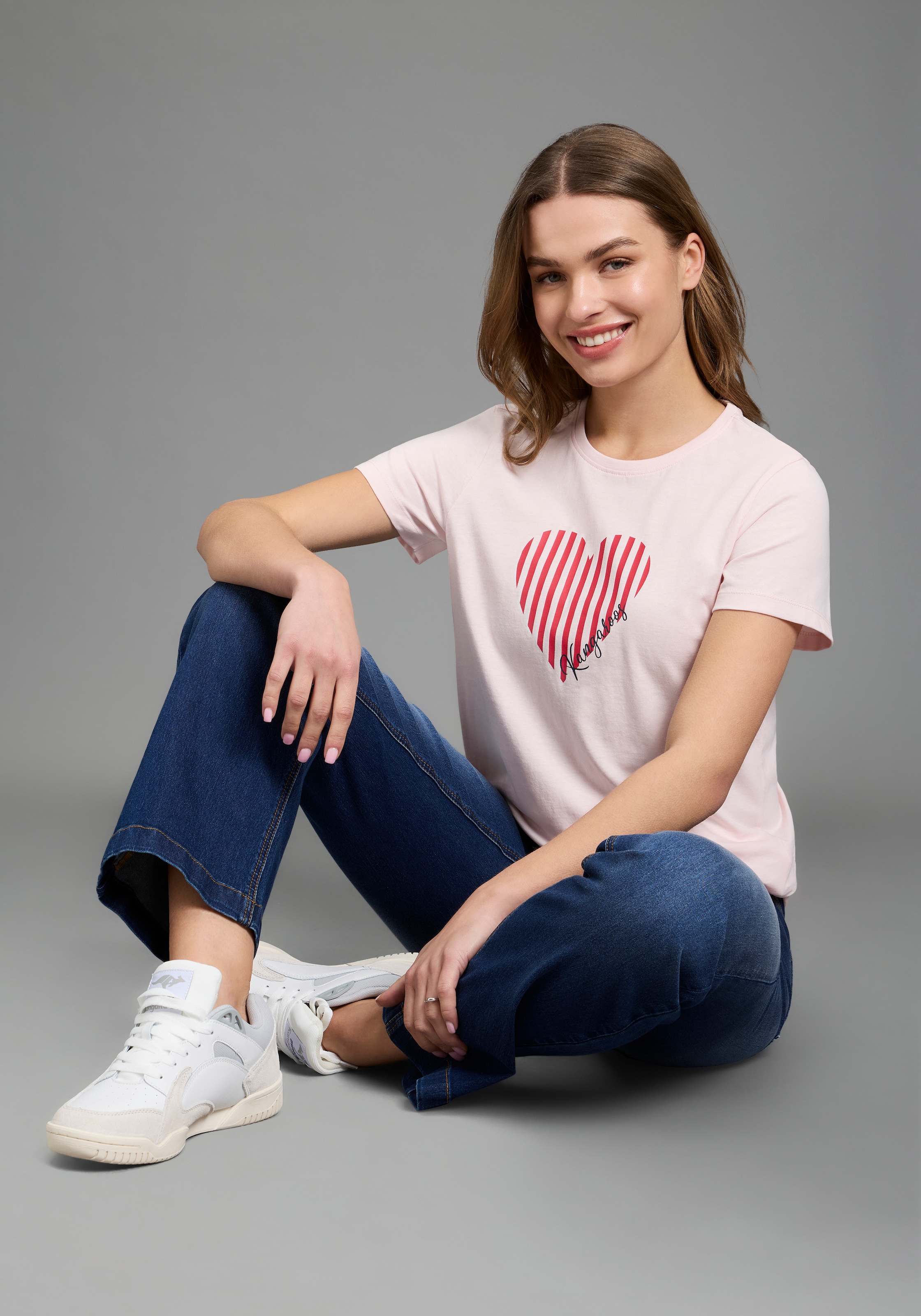 KangaROOS T-Shirt Packung, 2 Kurzarm, Rundhalsausschnitt, mit Herzchendruck