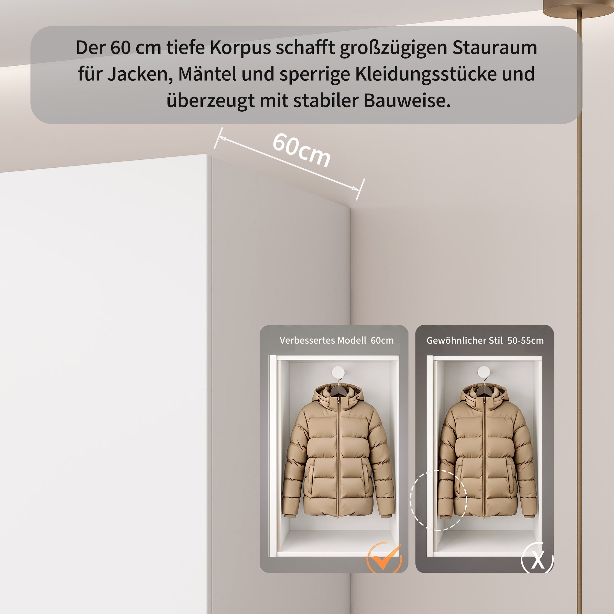 GOODproduct Kleiderschrank »Jorella Schlafzimmerschrank Garderobe mit Softclose« eleganter Schlafzimmerschrank Rillendesign Trend Breite 161cm
