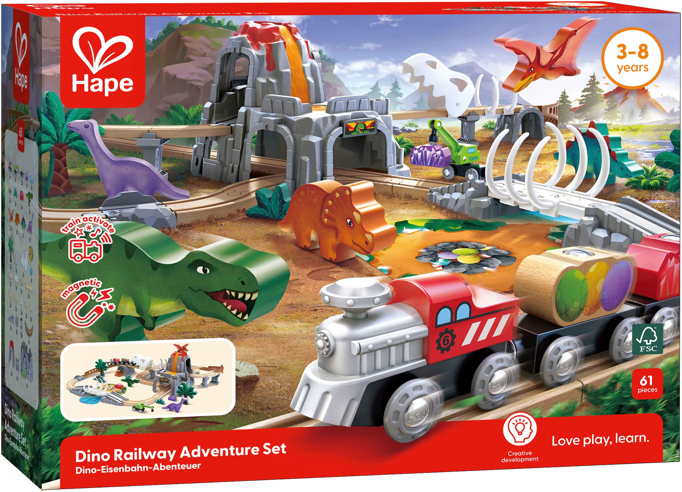 Hape Train jouet »Dino-Eisenbahn-Abenteuer« mit Licht- und Soundfuntkion