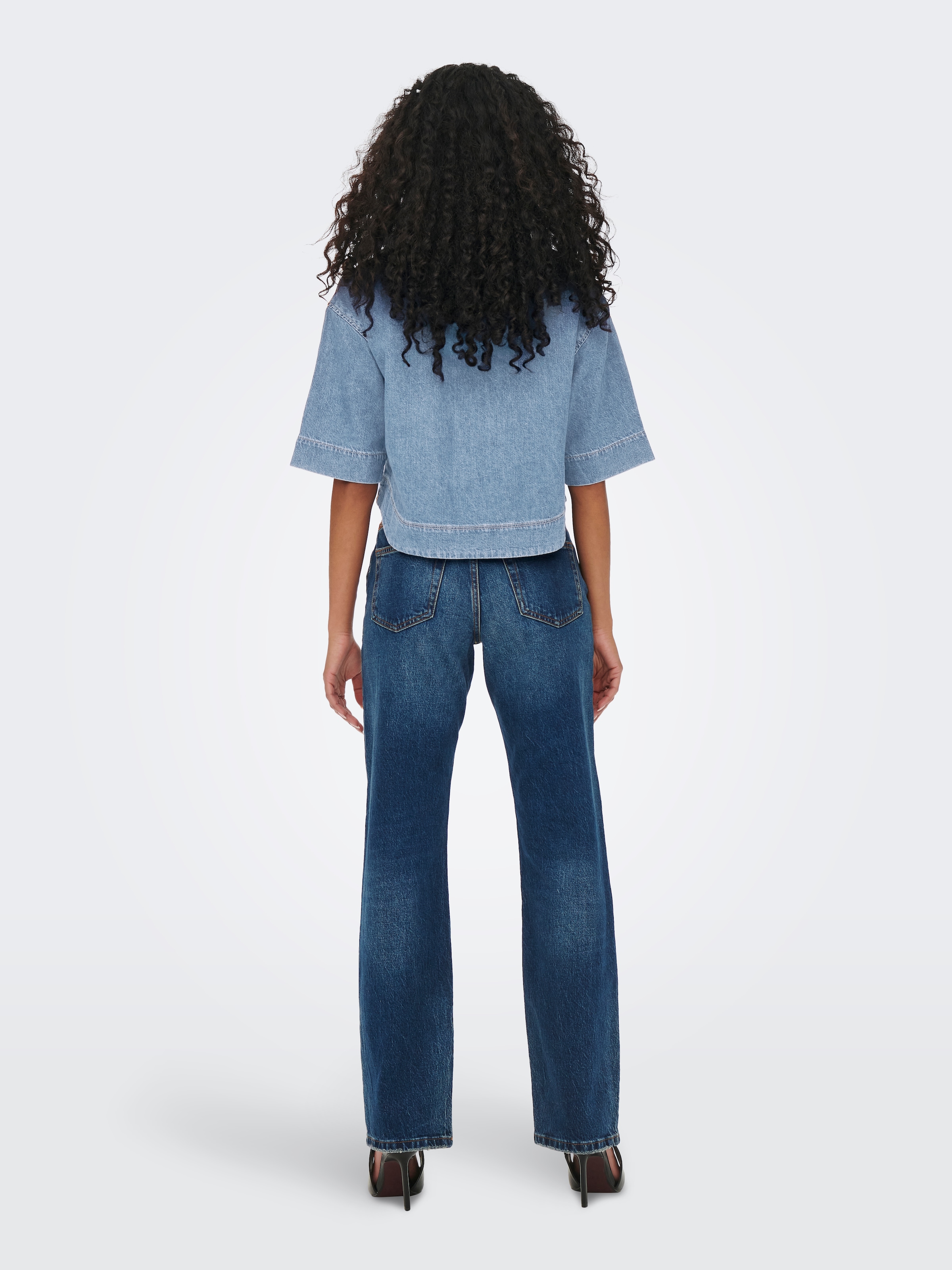 ONLY Blouse en jean »ONLCLEO LIFE SS CROP DNM SHIRT PIM NOOS« Baumwolle