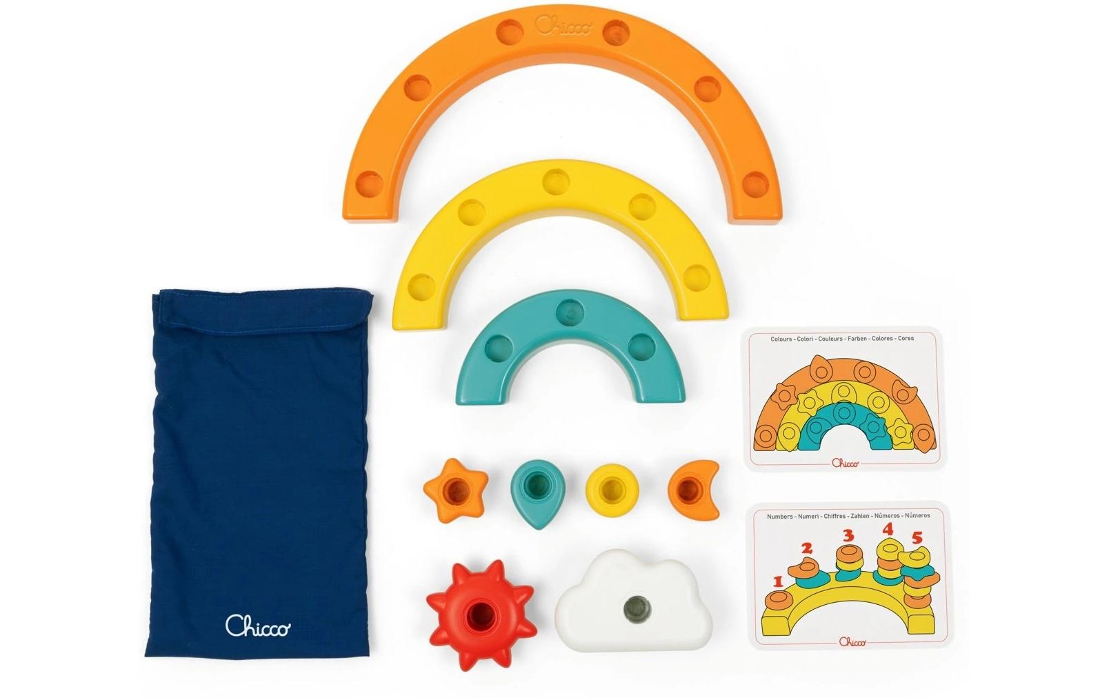 Chicco Jouets éducatifs »Regenbogen Steckspiel« Farbenfrohes Set für kreativen Spielspass und kognitive Entwicklung