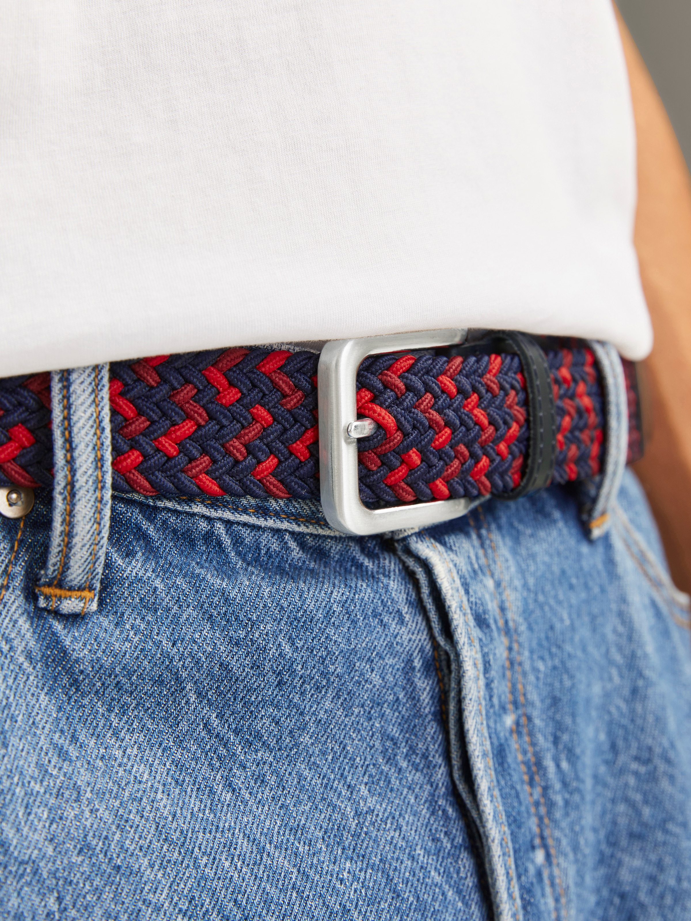 Jack & Jones Stretchgürtel »JACSPRING WOVEN BELT NOOS« mit silberfarbener Schliesse