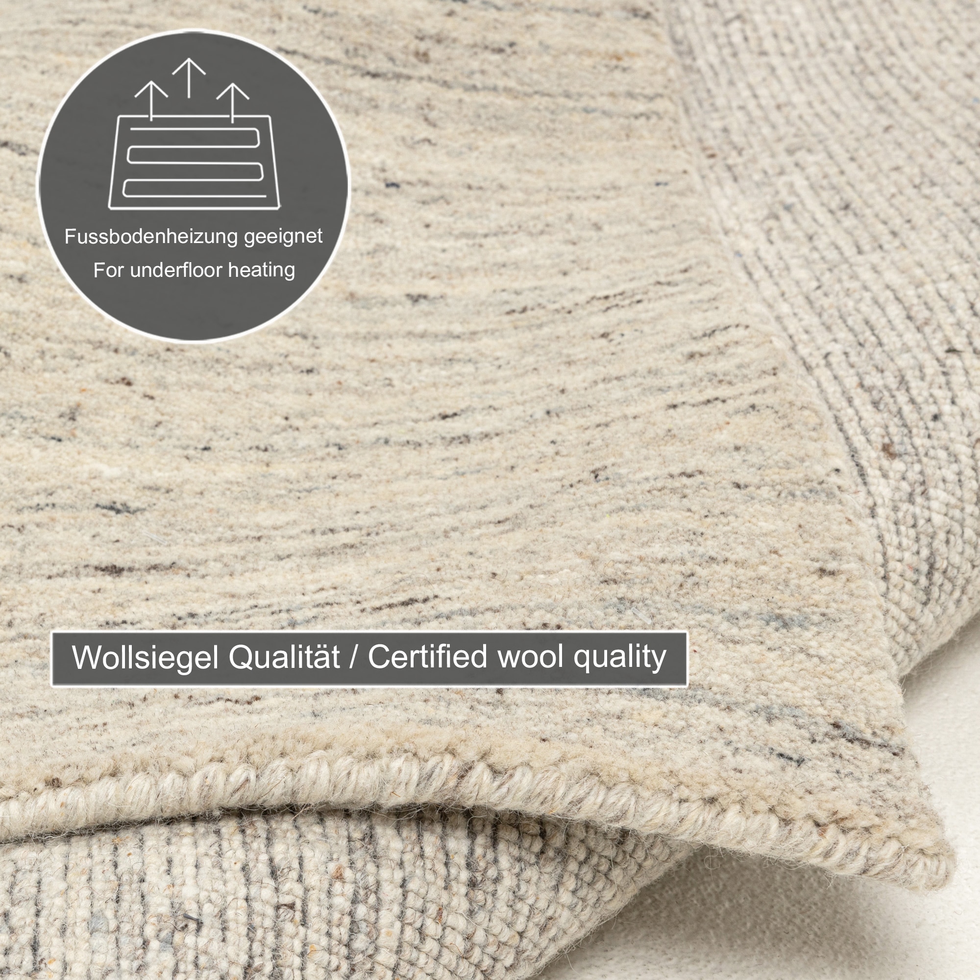 THEKO Wollteppich »Pure UNI« rechteckig 14 mm Höhe Handwebteppich, meliert, reine Wolle, handgewebt