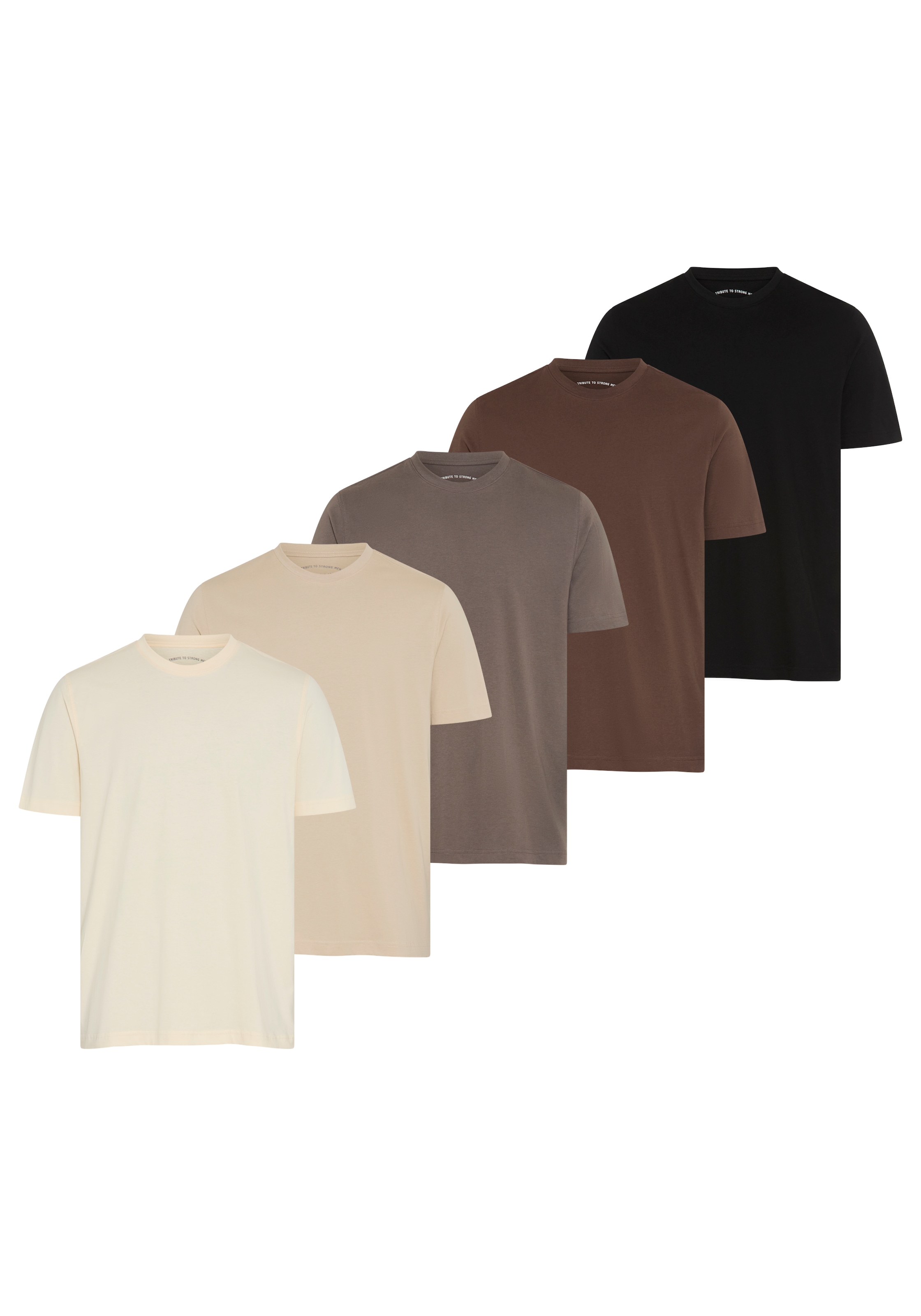 Man's World Rundhalsshirt 5er-Pack,  Kurzarm,  Regular Fit,  unifarben,  Rundhals,  aus Baumwolle