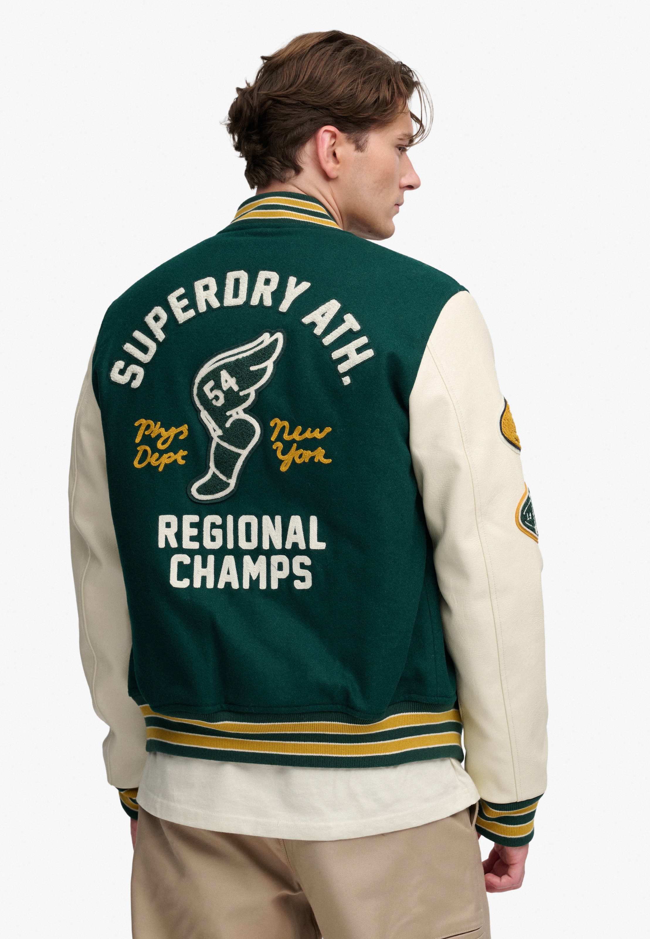 Superdry Collegejacke »VINTAGE PATCHED VARSITY JKT« Materialmix, relaxed fit
