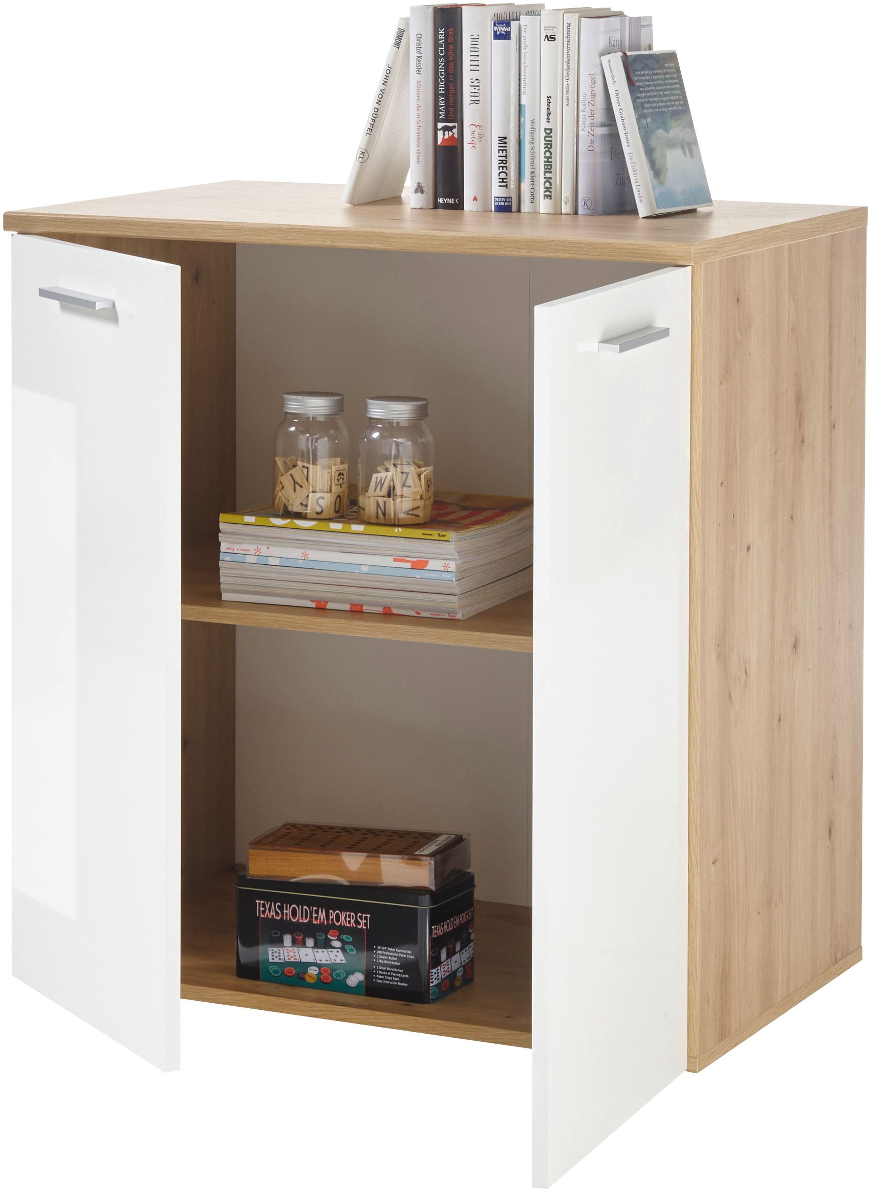 HBZ Kommode »Pablo weiss Glanz, BxHxT 80x84x50 cm« Kommode mit 2 Türen und 1 festen Einlegeboden