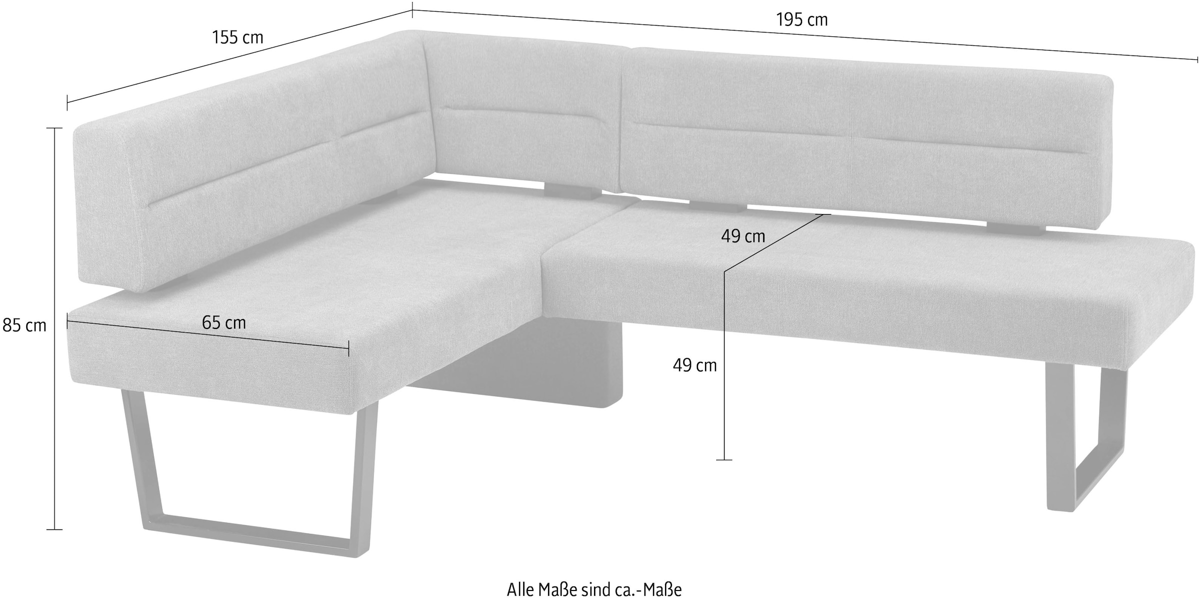 massivline&more Banc d'angle »Martina« design moderne, structure en métal massif