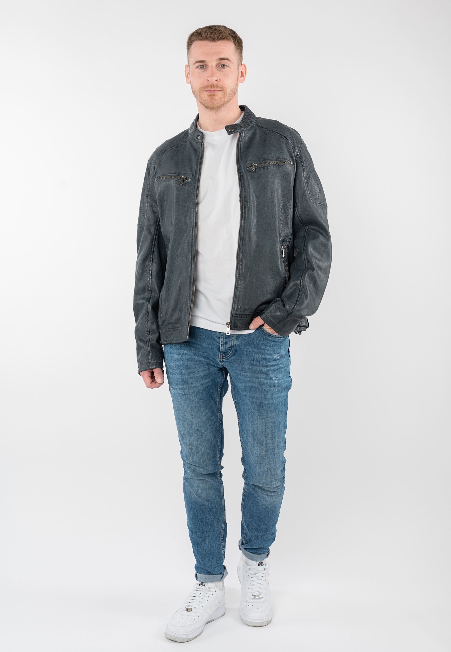 Mauritius Lederjacke »MMBroum« mit Bikerkragen