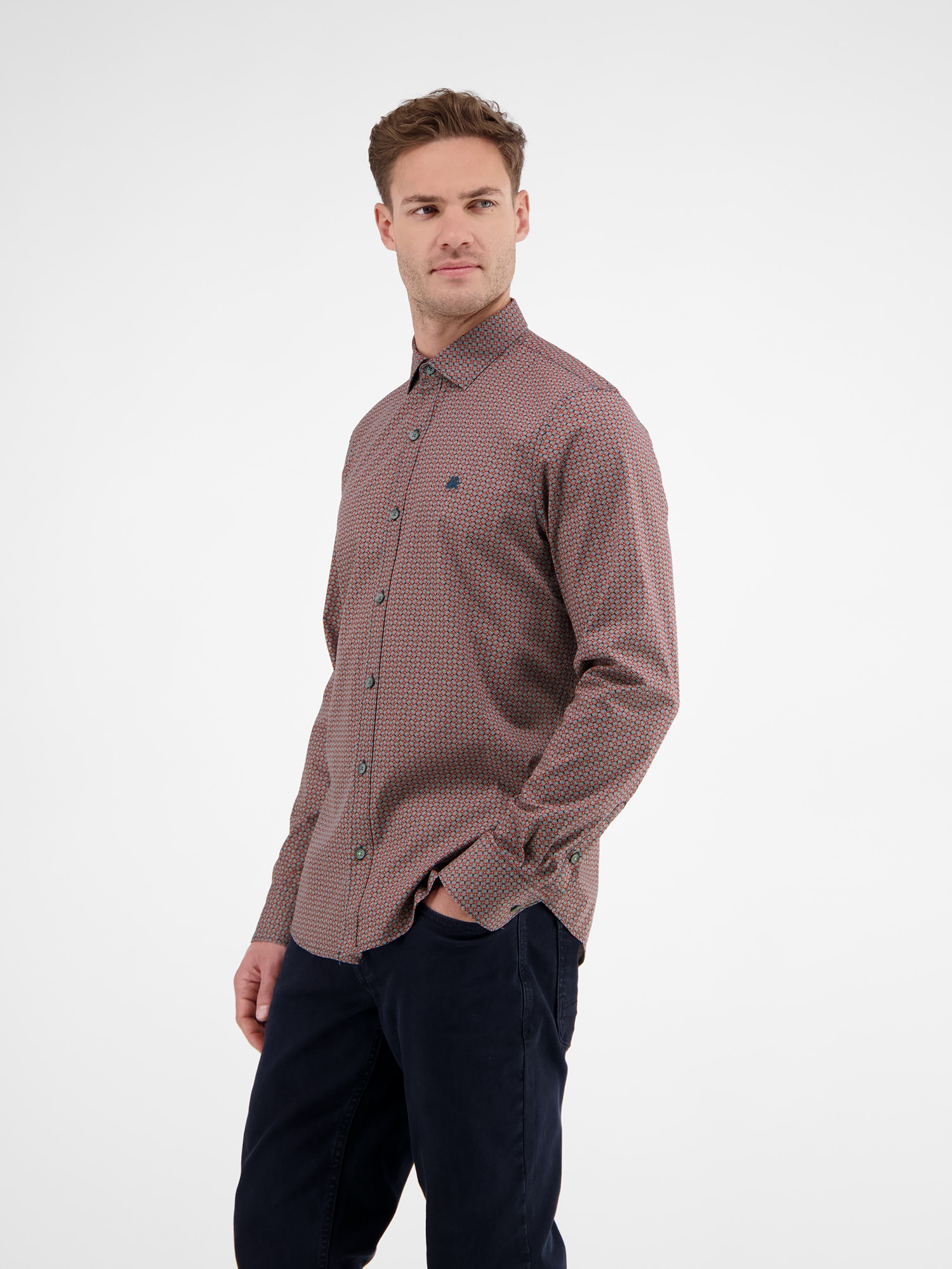 LERROS Chemise à manches longues »Poplinhemd mit Stretchanteil, minimal gemustert«