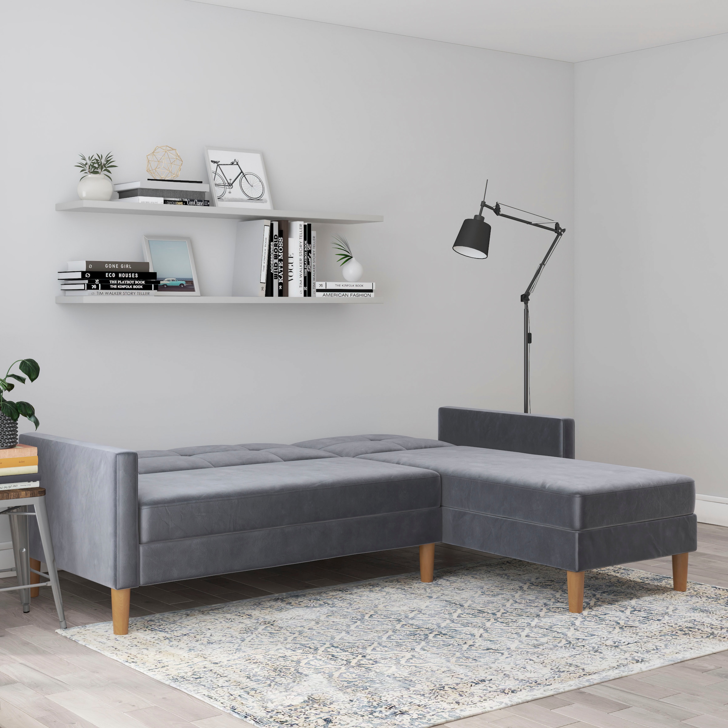 Dorel Home Ecksofa »Lilly, L-Form,« mit Bett-Funktion, Recamiere beidseitig montierbar, Sitzhöhe 43 cm