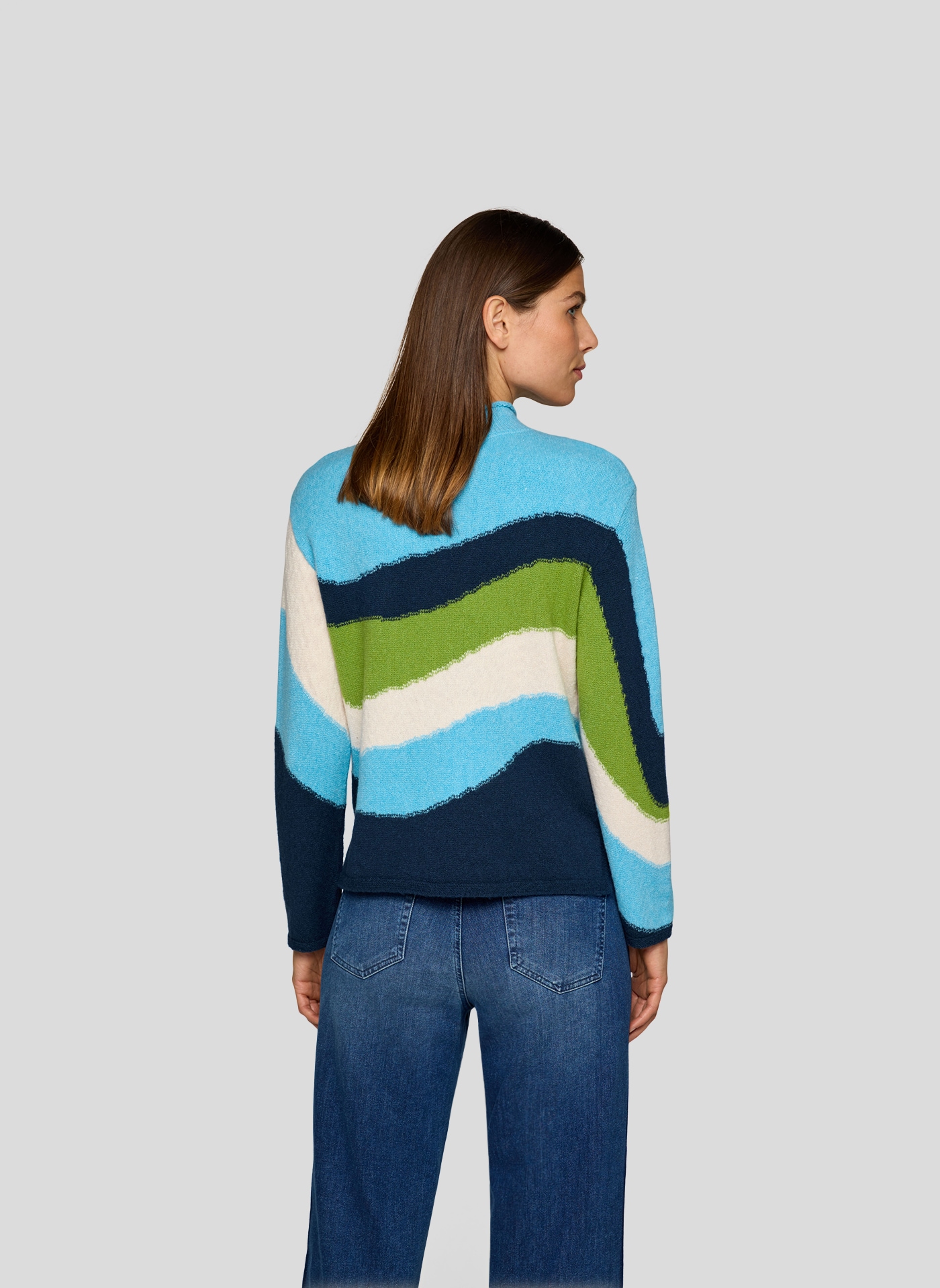 Rabe Pull en tricot im Colorblocking-Look - gestreift