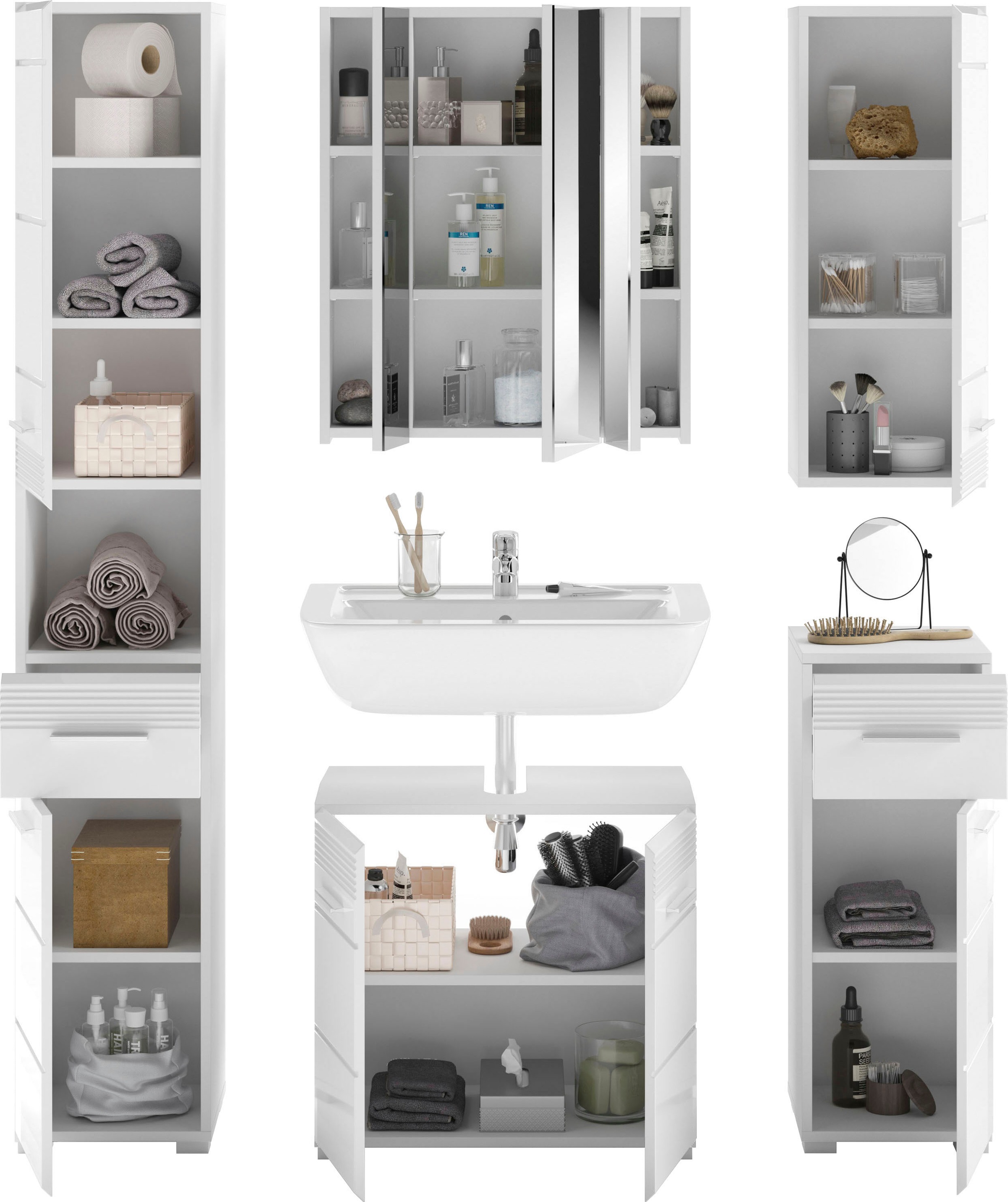 Home affaire Ensemble de meubles de salle de bain »Malmö, 5 teilig, bestehend aus:« Set, 5 cuis tlg.