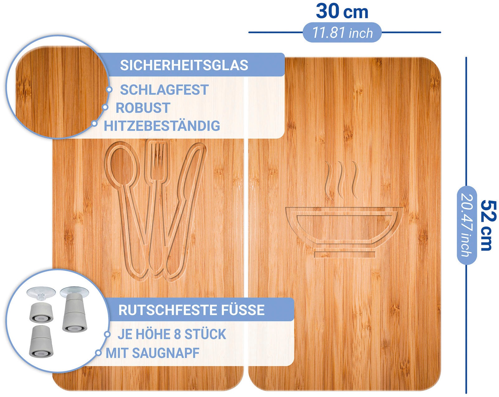 WENKO Herd-Abdeckplatte »Universal Modell Lunch« Herdabdeckung für alle Herdarten, kratzfest, mit rutschfesten Füssen
