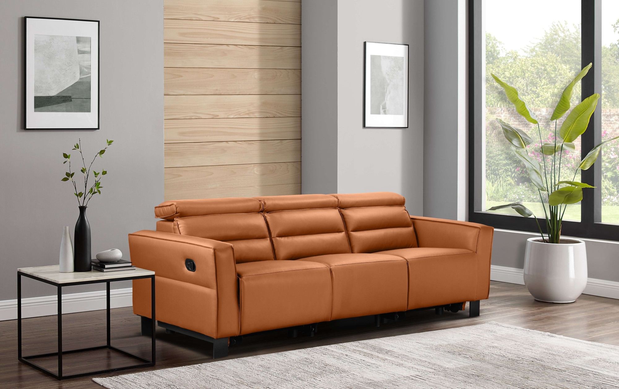 Home affaire 3-Sitzer »Carpari, 224cm, manuelle od. elektrische Relaxfunktion in 2 Sitzen« mit USB-A/C, Kopfteilverstellung, Echtleder, Kunstleder, Webstoff