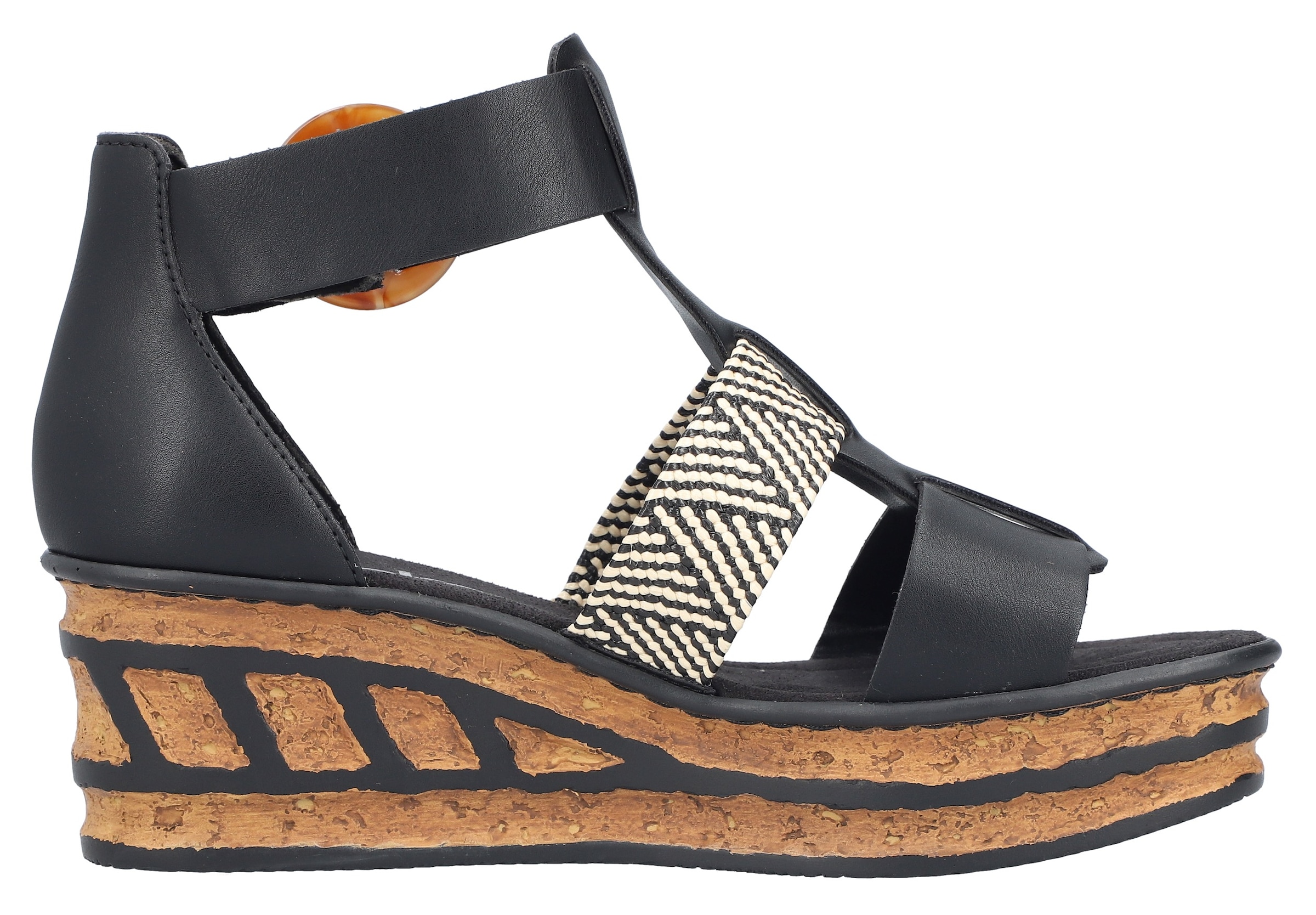 Rieker Keilsandalette  Sommerschuh, Plateausandalette, Sandale mit modischem 6 cm Keilabsatz