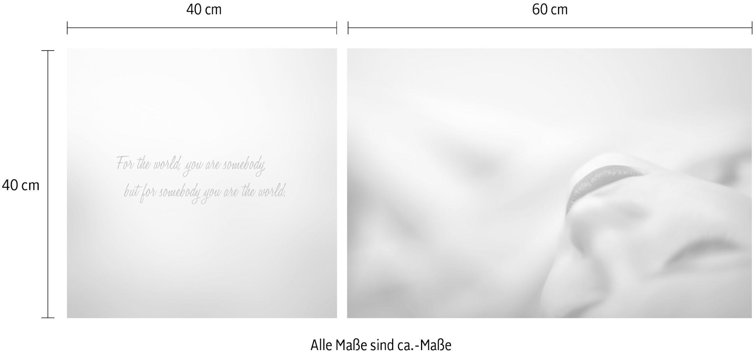 queence Leinwandbild »World« Foto | Kunst | Menschen | Modern | Schriftzug | Schriftzüge | Spa | Spa Bilder | Sprüche | Sprüche & Texte Set,  Premium-Leinwandstoff, Handarbeit aus Deutschland, Spruch, 2er Set