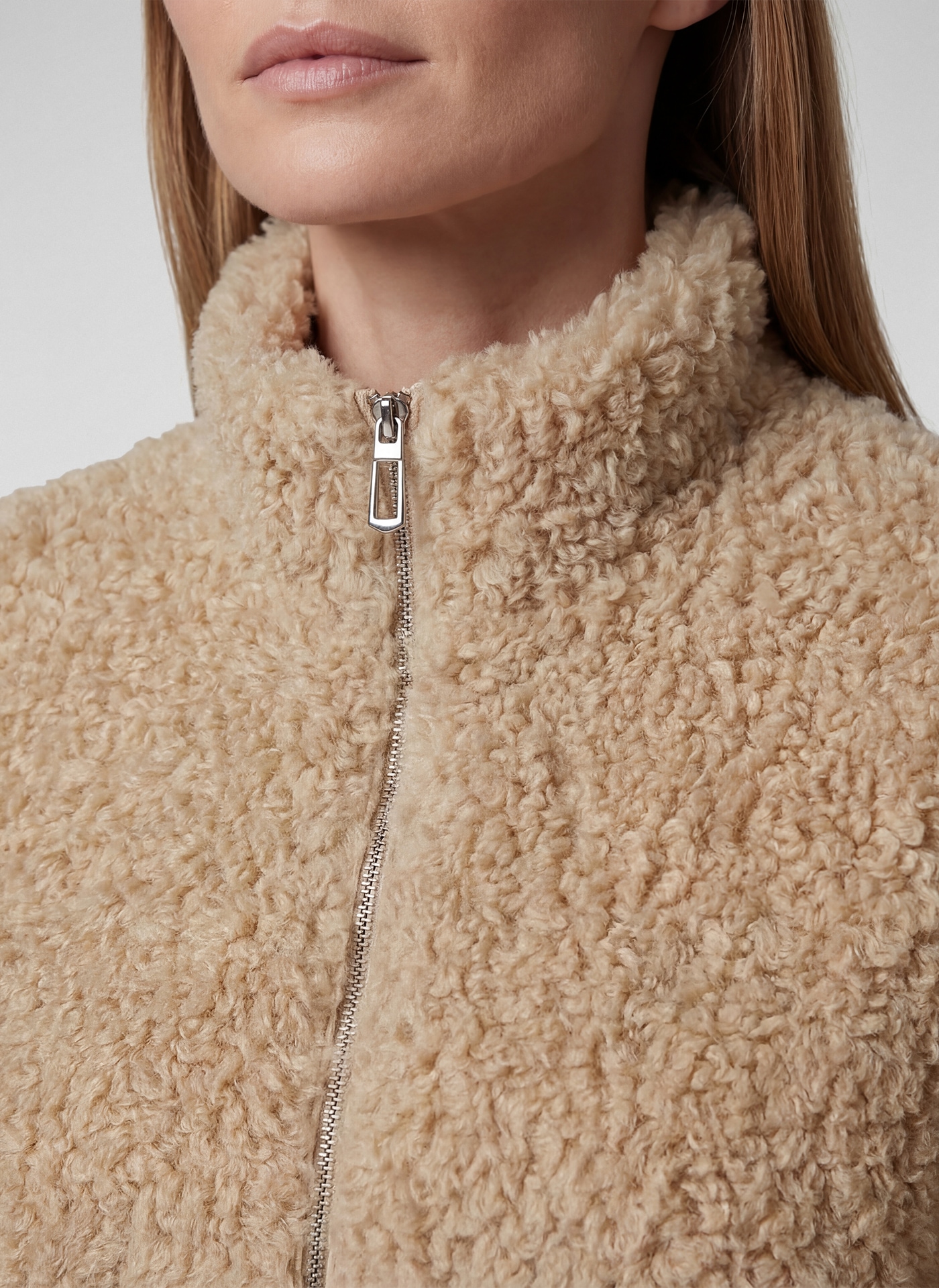 Rabe Veste en fausse fourrure sans capuche aspect peluche teddy et col montant