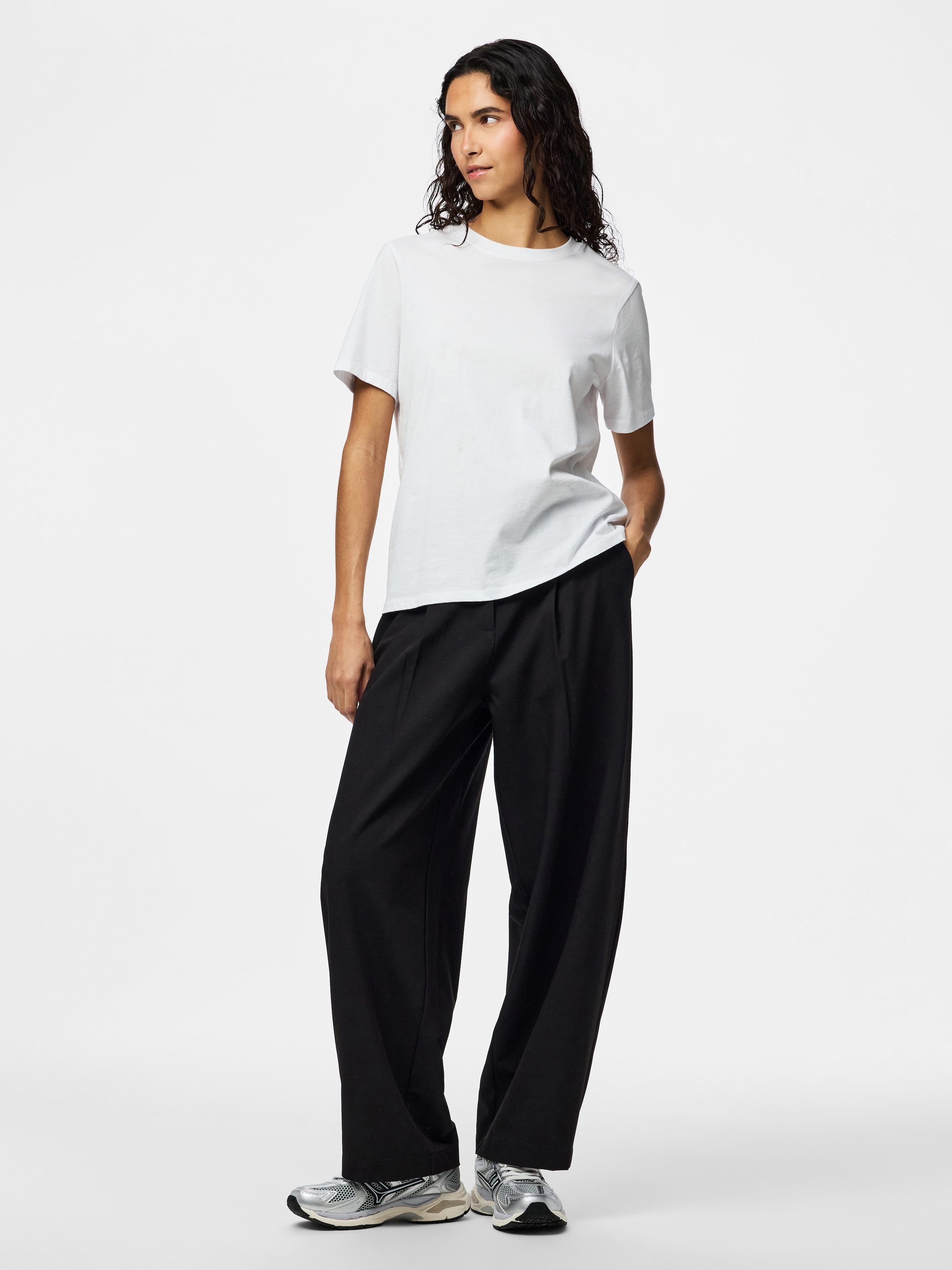 pieces Pantalon de costume »PCBOSELLA MW BARREL PANTS NOOS BC«  mélange de matières, coupe barrel