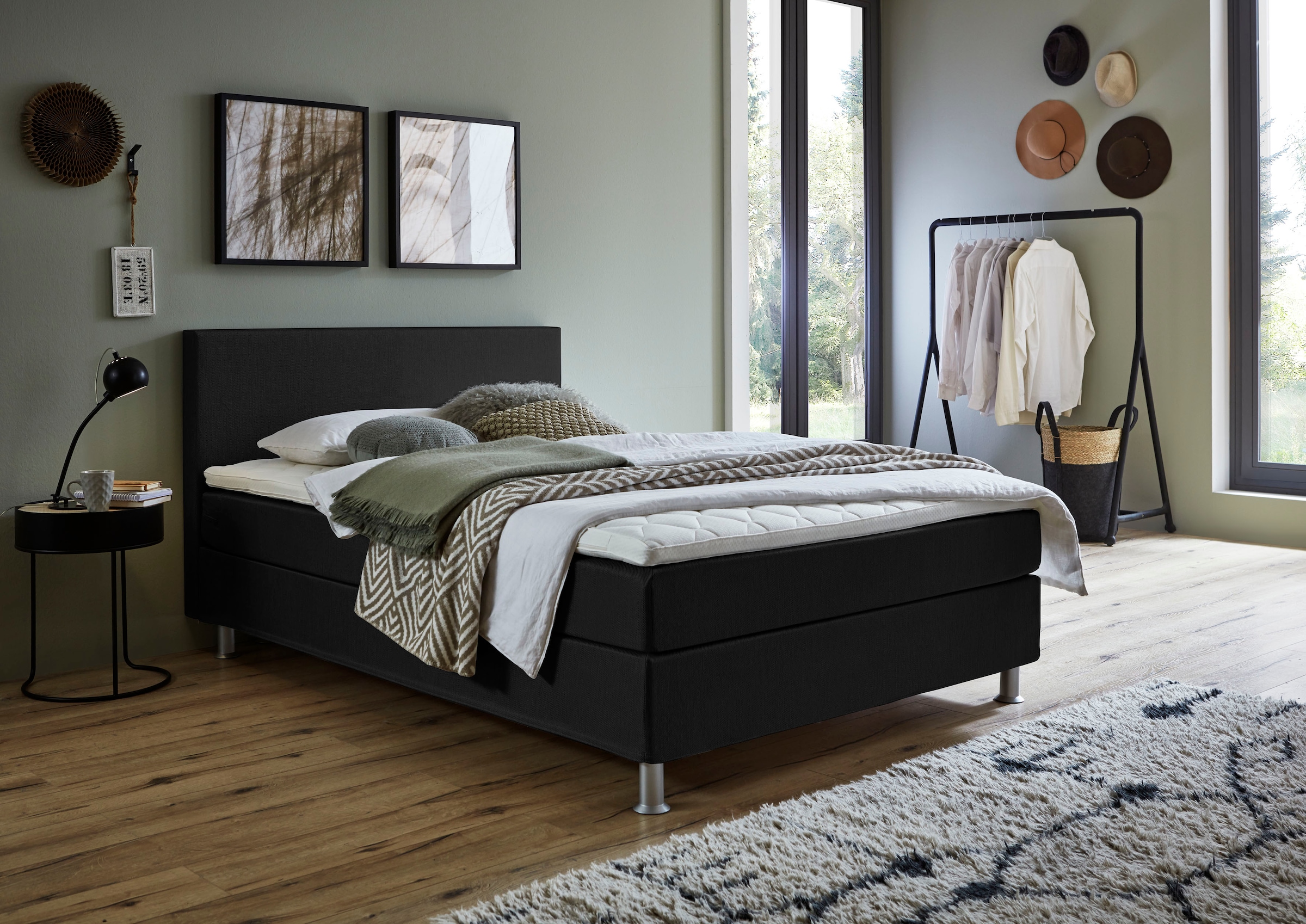 ATLANTIC home collection Boxbett »Edison« inkl. Bonnellfederkern-Matratze und Topper