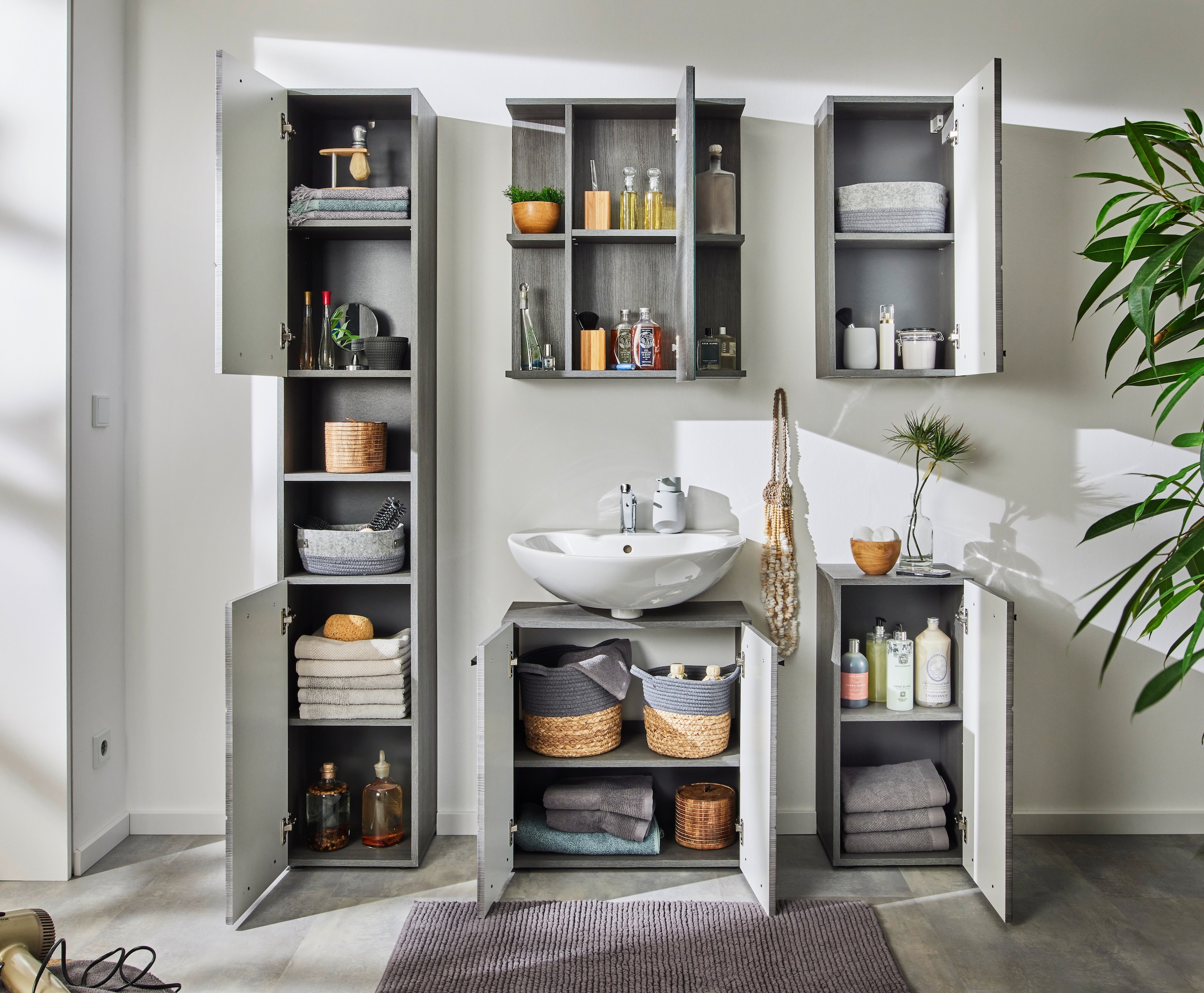 BASIC by Balculina Hängeschrank »Silver, Badezimmerschrank BxHxT 34x70x23« 1 Stk. tlg. Breite 34cm, Tür L/R monierbar, FSC-Mix 70%
