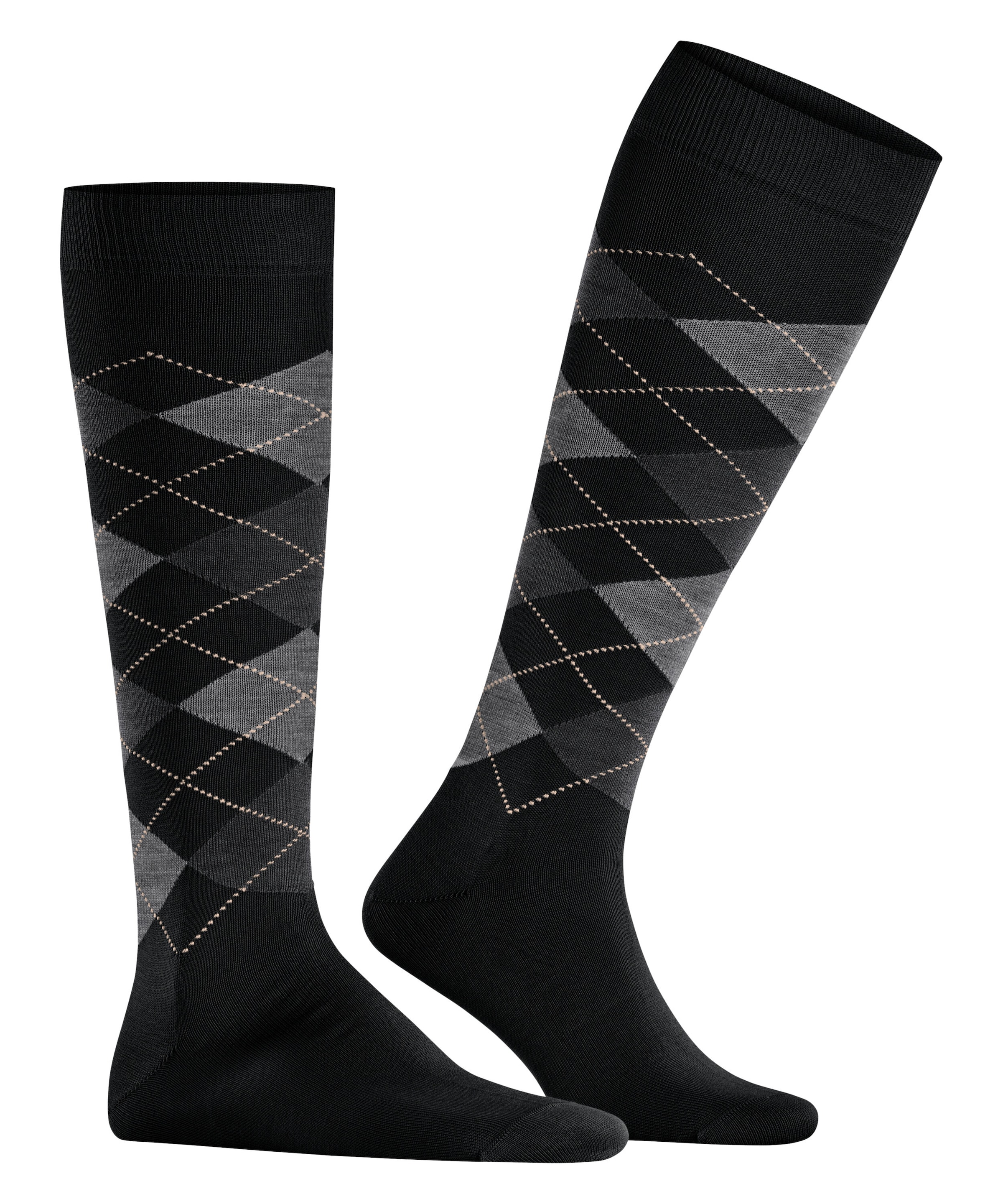 Burlington Mi-bas »Manchester« taille unique 40-46, motif argyle, clip Burlington