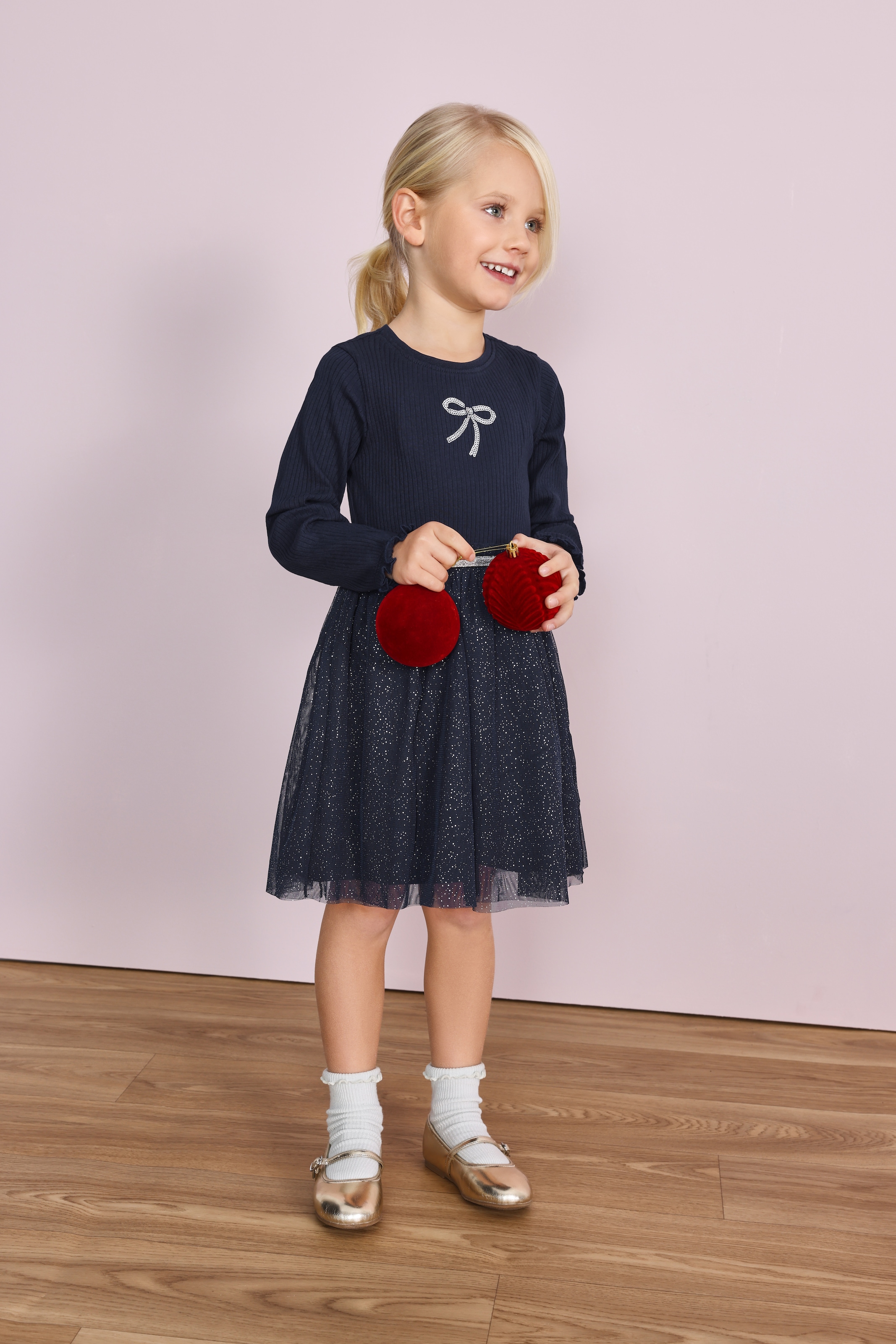 Blue Seven Robe en jersey avec jupe en tulle appliquée et détails en paillettes