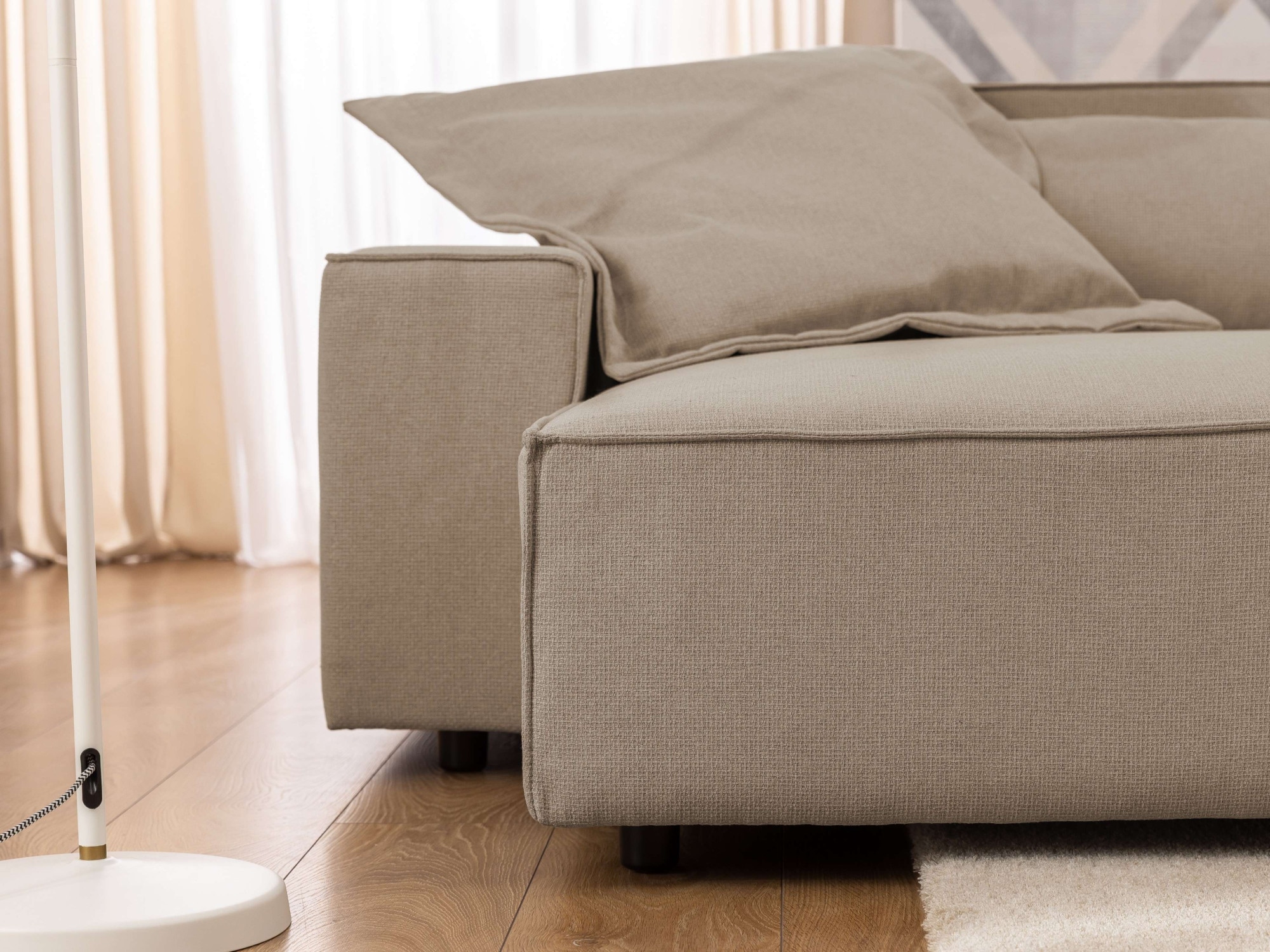 GOODproduct Canapé d'angle »KINLEE Design-Sofa mit Recamiere rechts/links, Masse B/T/H 251/144/70cm« L-Form mit Wellenunterfederung, ohne Bettfunktion, modern und beguem