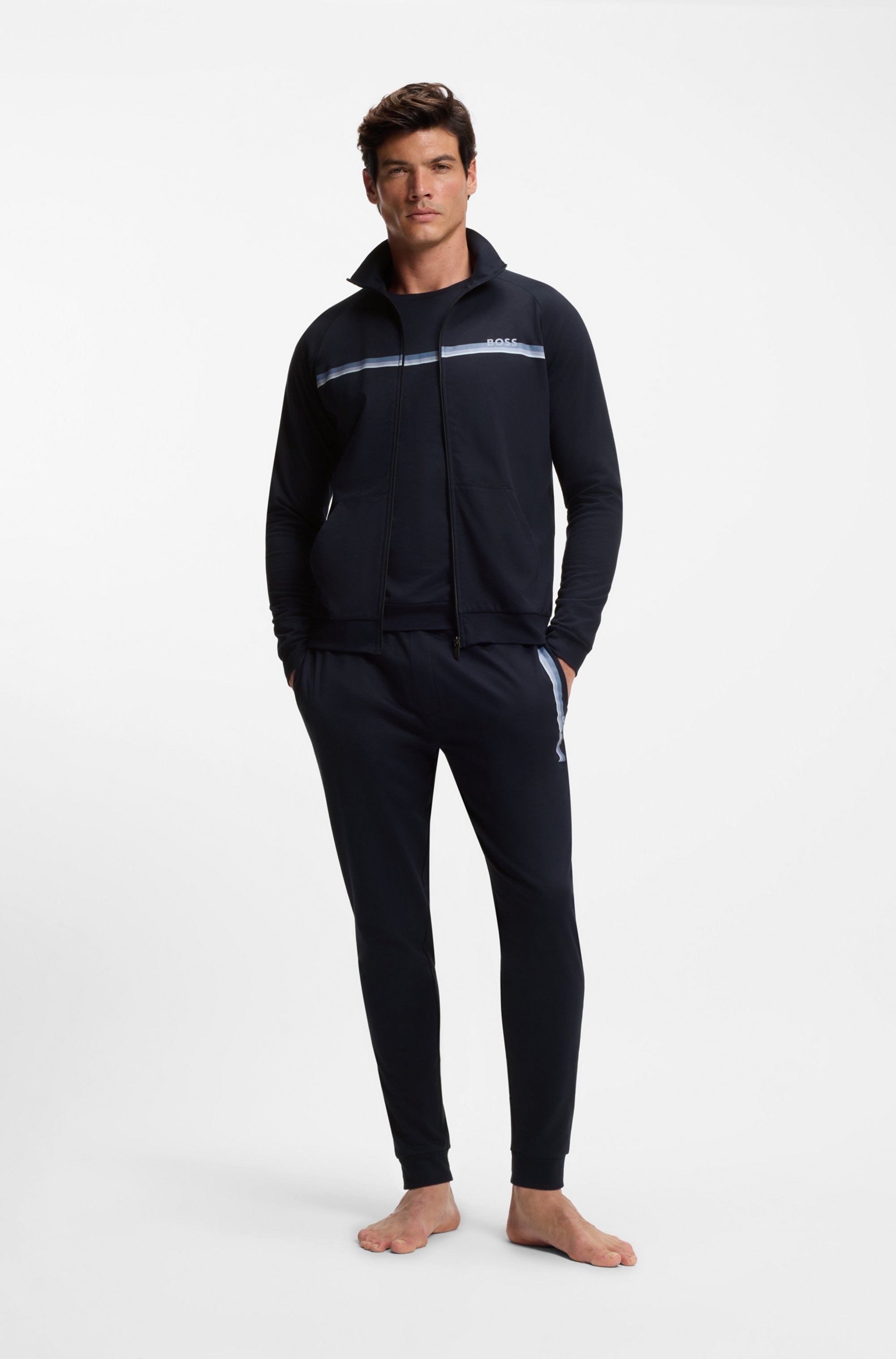 BOSS Veste sweat »Authentic« mit Streifen und Logo, regular fit