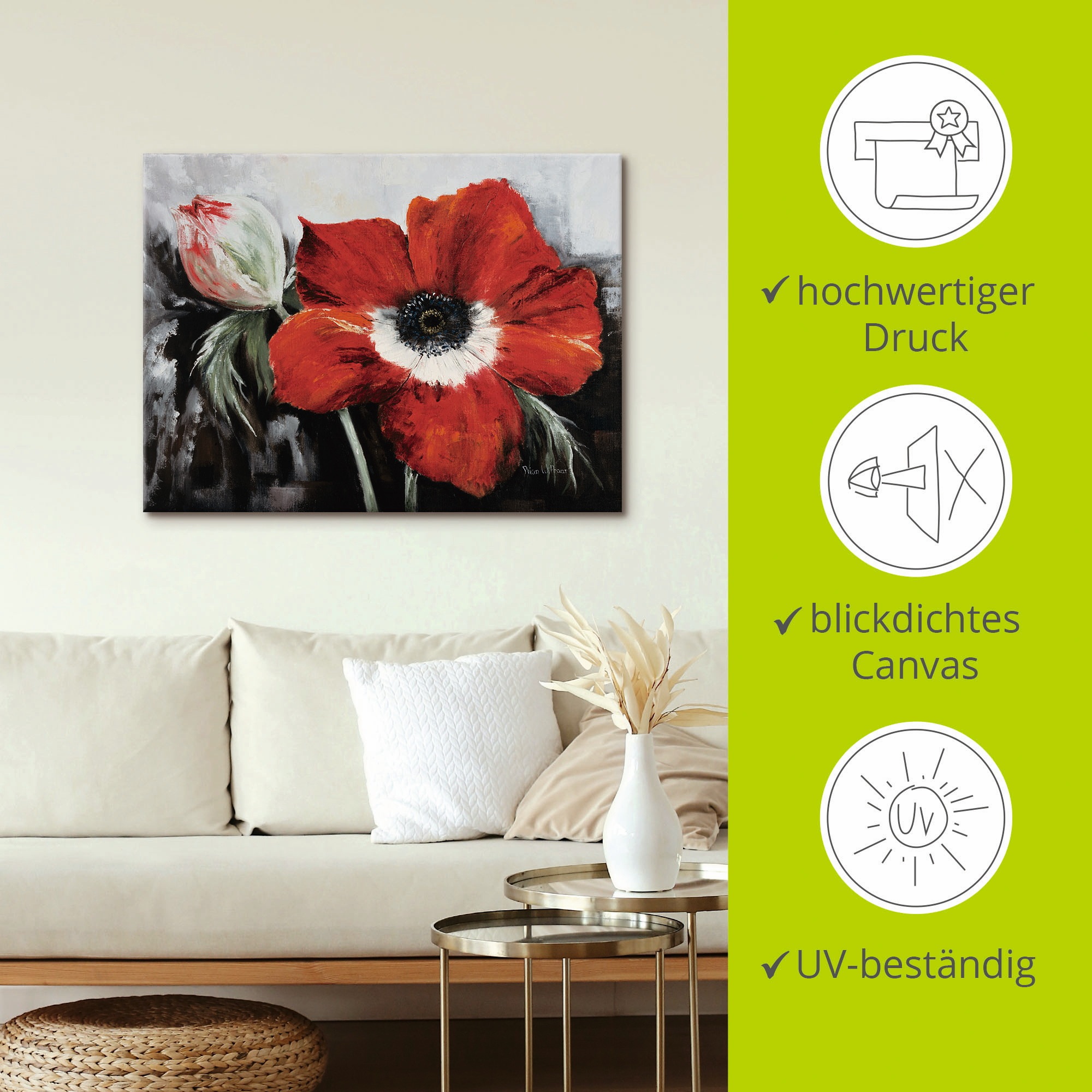 Artland Leinwandbild »Mohnblumen in voller Blüte« 1 Stk. tlg. auf Keilrahmen gespannt